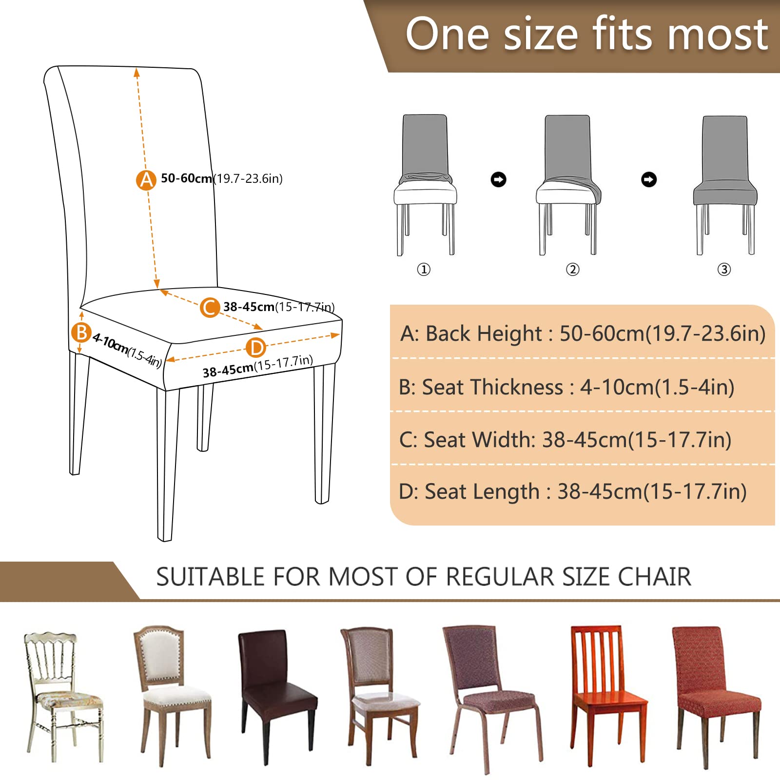 American Flag Firefighter Support Chair Covers Set of 4 - Washable Stretch Slipcovers for Dining Chairs - Patriotic Seat Covers for Kitchen, Office, Wedding & Home Decor
