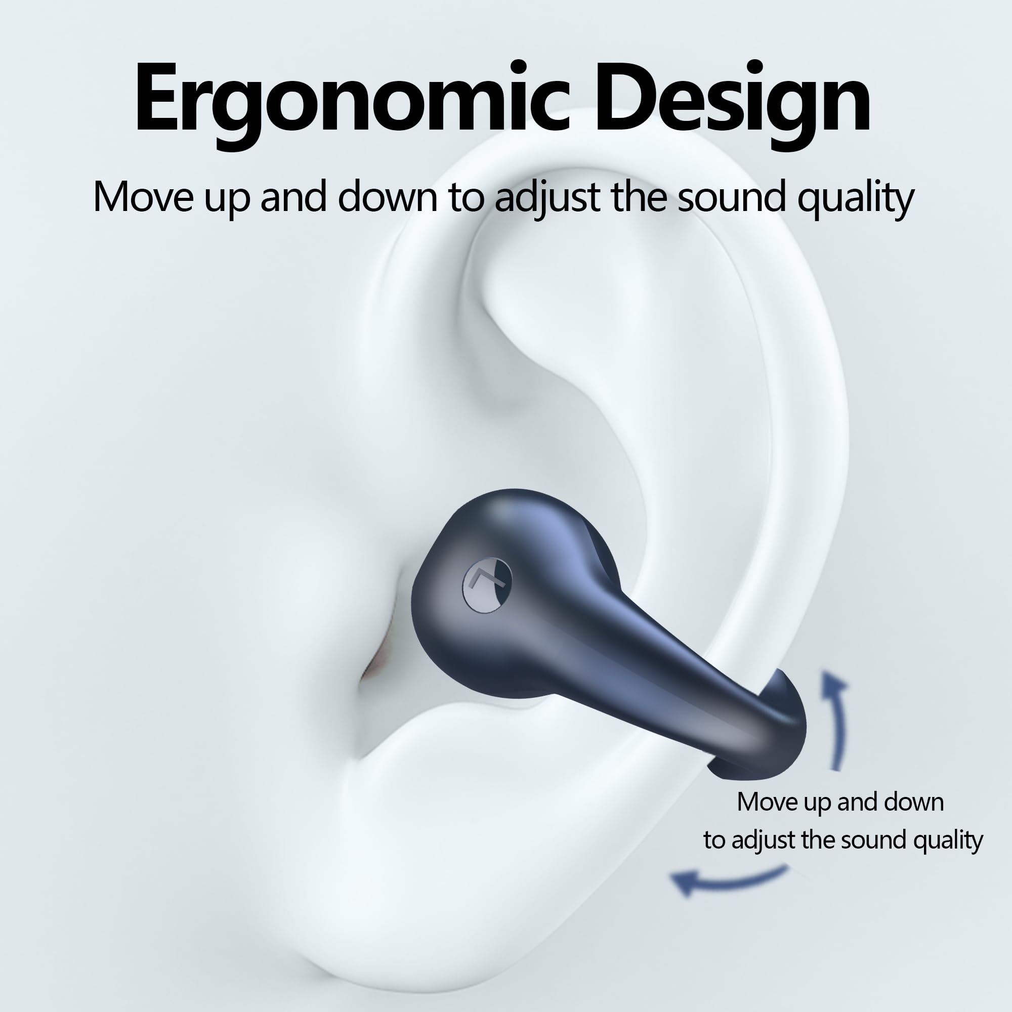 Wireless Clip Earbuds with Earhooks - Mini Bone Conduction Headphones, Bluetooth 5.3, IPX7 Waterproof, Open Ear Design, Noise Canceling for Cycling, Running, Workouts & Outdoor Sports