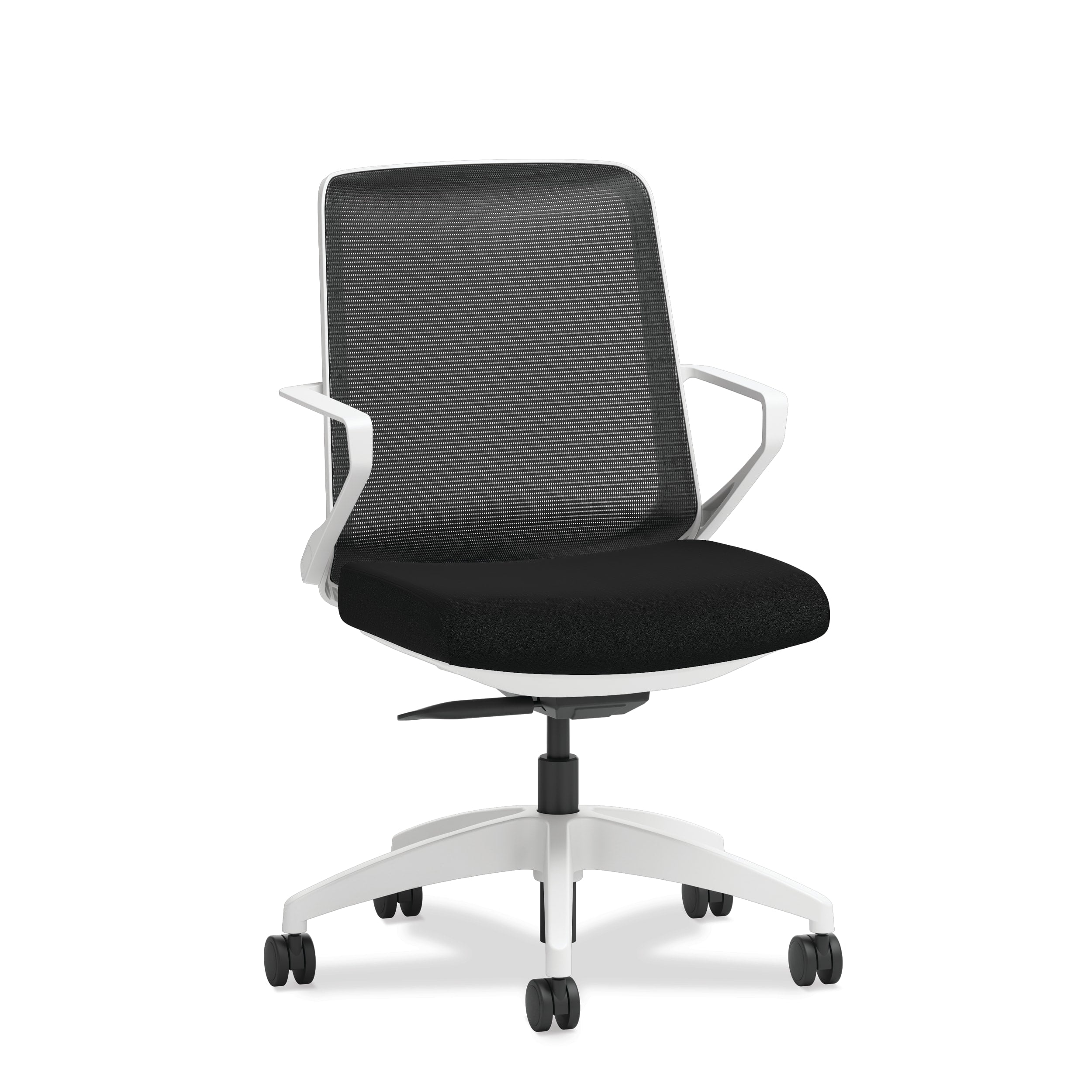 Ergonomic Cliq Office Chair with Synchro Tilt - Basalt Fabric & White Designer Frame - Perfect for Home Office, Gaming & Workspaces