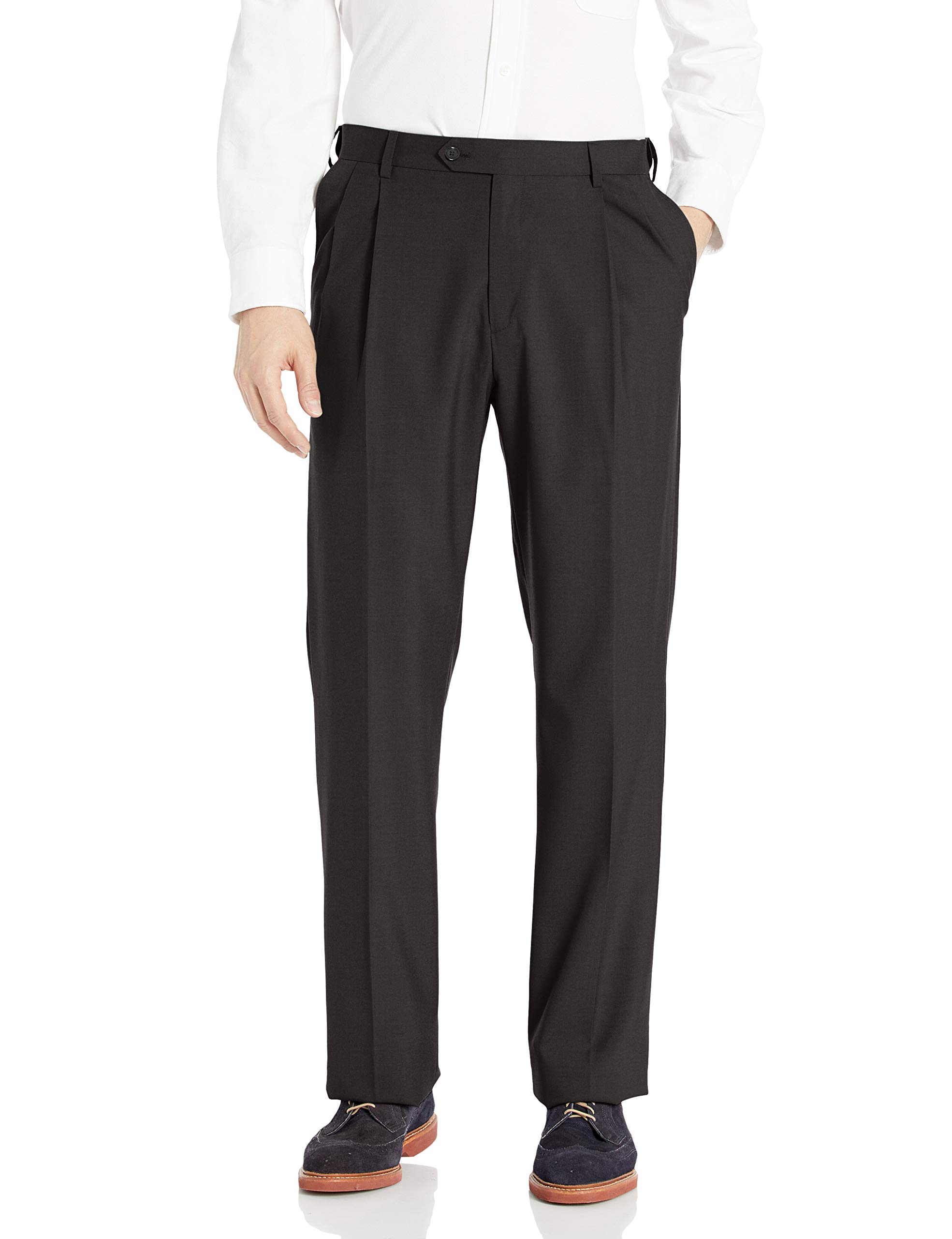 Men's Washable Dress Pants with Double Reverse Pleats - Comfortable Office & Formal Wear for Business, Weddings & Special Occasions