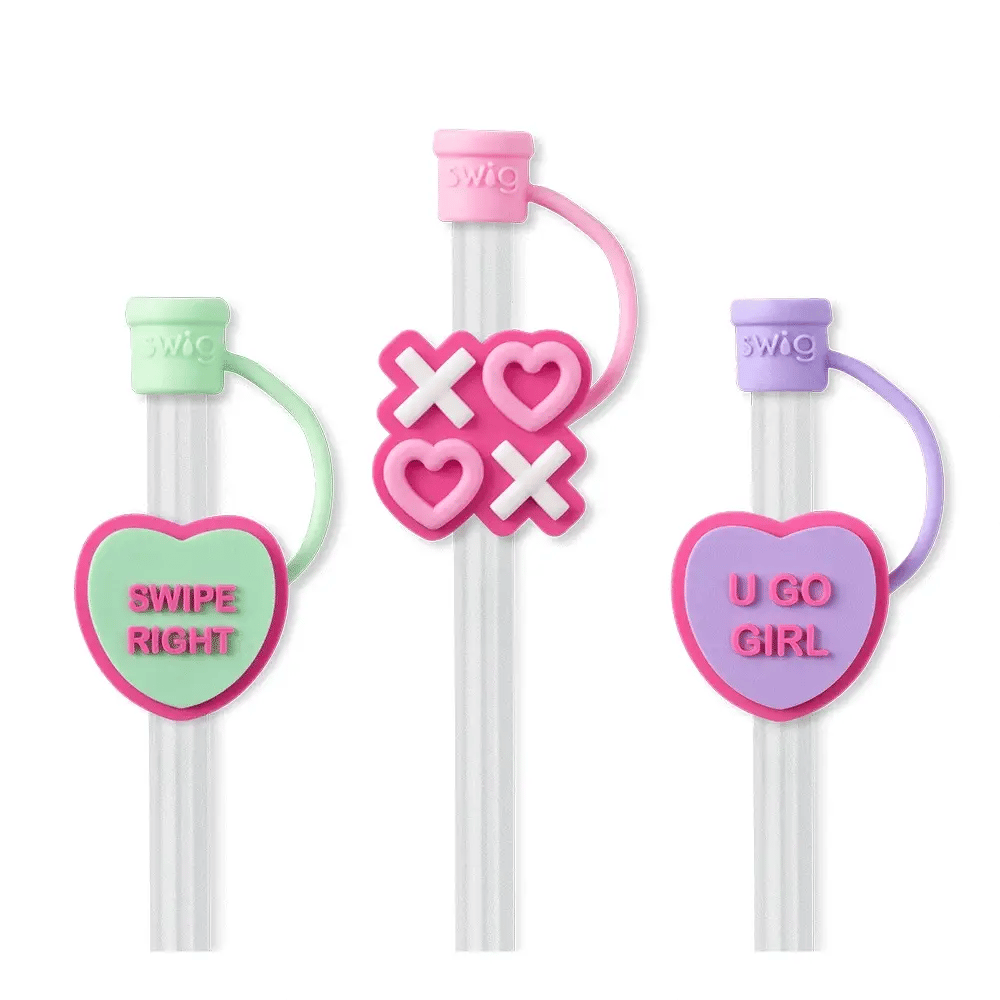 Be Mine Straw Topper Set - 12pcs Valentine's Day Cup Decorations for Parties, Weddings & DIY Crafts | Cute Heart-Shaped Drink Accessories for Smoothies, Milkshakes & Cocktails
