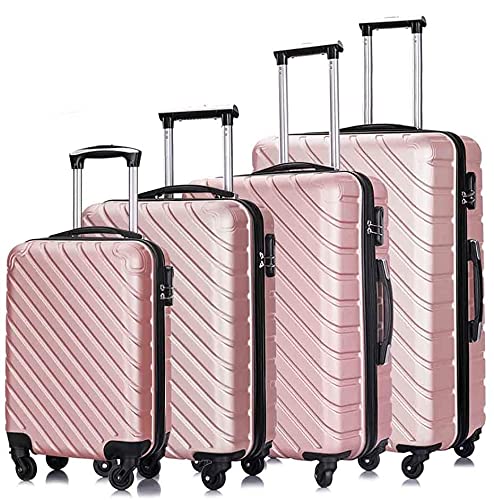 4-Piece ABS Hardshell Spinner Wheel Carry-On Luggage Set with Travel Accessories - Rose Gold | Perfect for Business Trips, Vacations & Air Travel