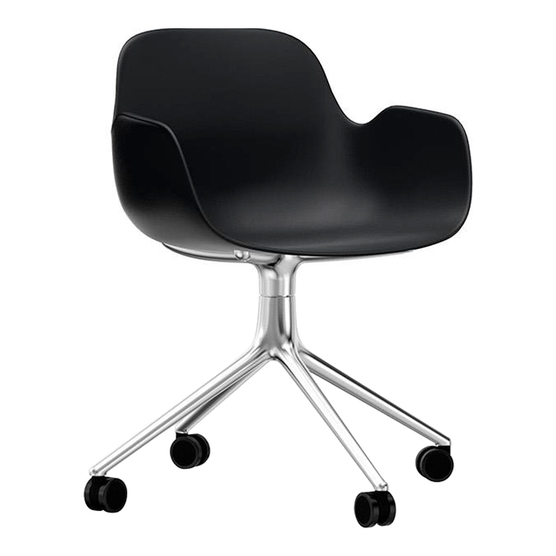 Modern Form Armchair with 4-Wheel Swivel Base - Ergonomic Office Chair for Home & Workspace - Perfect for Desks, Living Rooms, and Study Areas