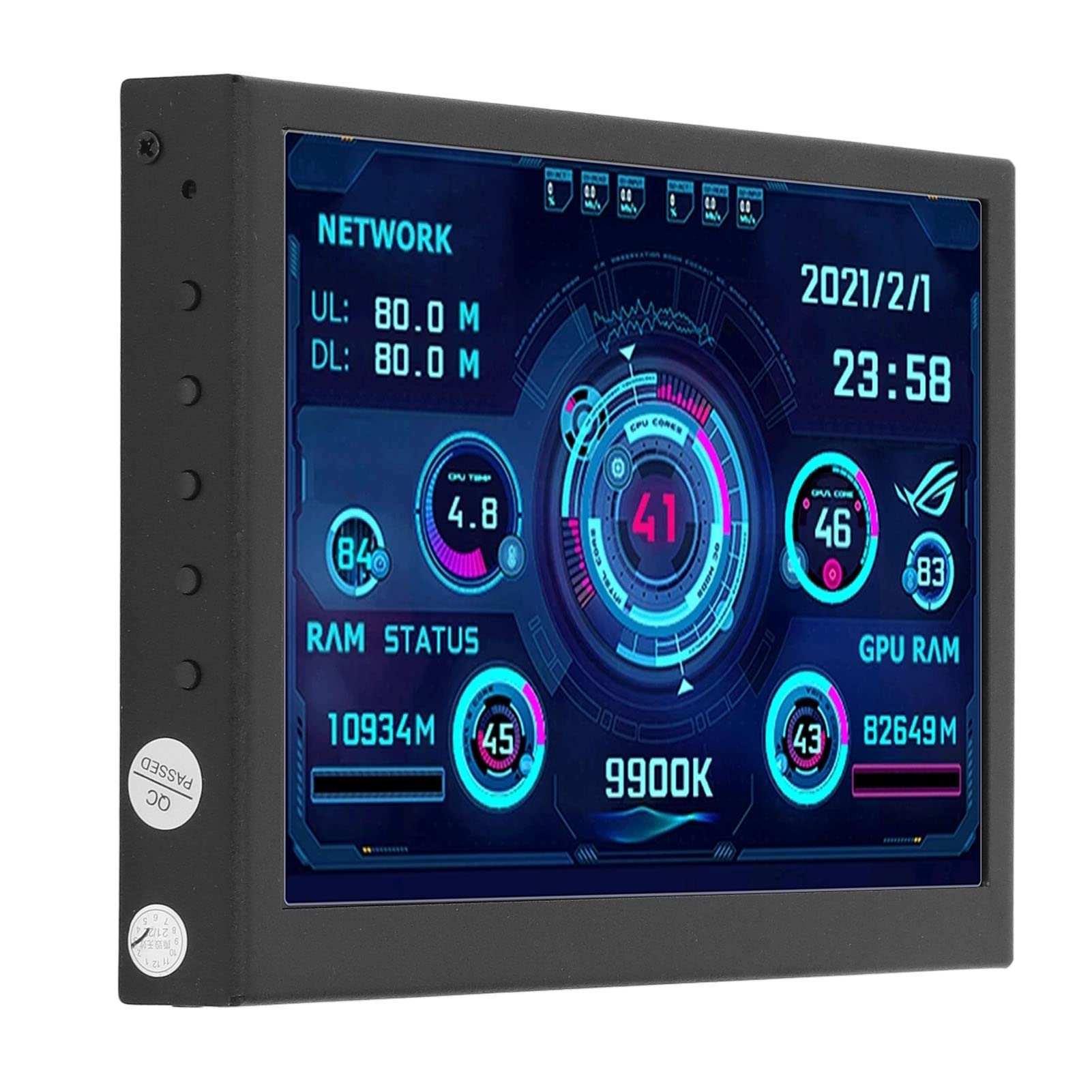 7in PC CPU Hardware Temperature Monitor - High Definition Secondary Display Screen for Computer Case | Real-Time PC Cooling Performance Tracking for Gamers & Overclockers