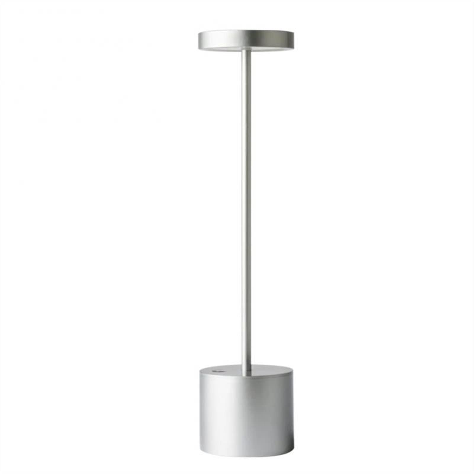 Modern Dimmable LED Table Lamp - USB Rechargeable Nightstand Lamp for Bedroom, Living Room, Hotel & Restaurant | Adjustable Brightness, Silver Finish | Perfect for Reading, Working & Ambient Lighting