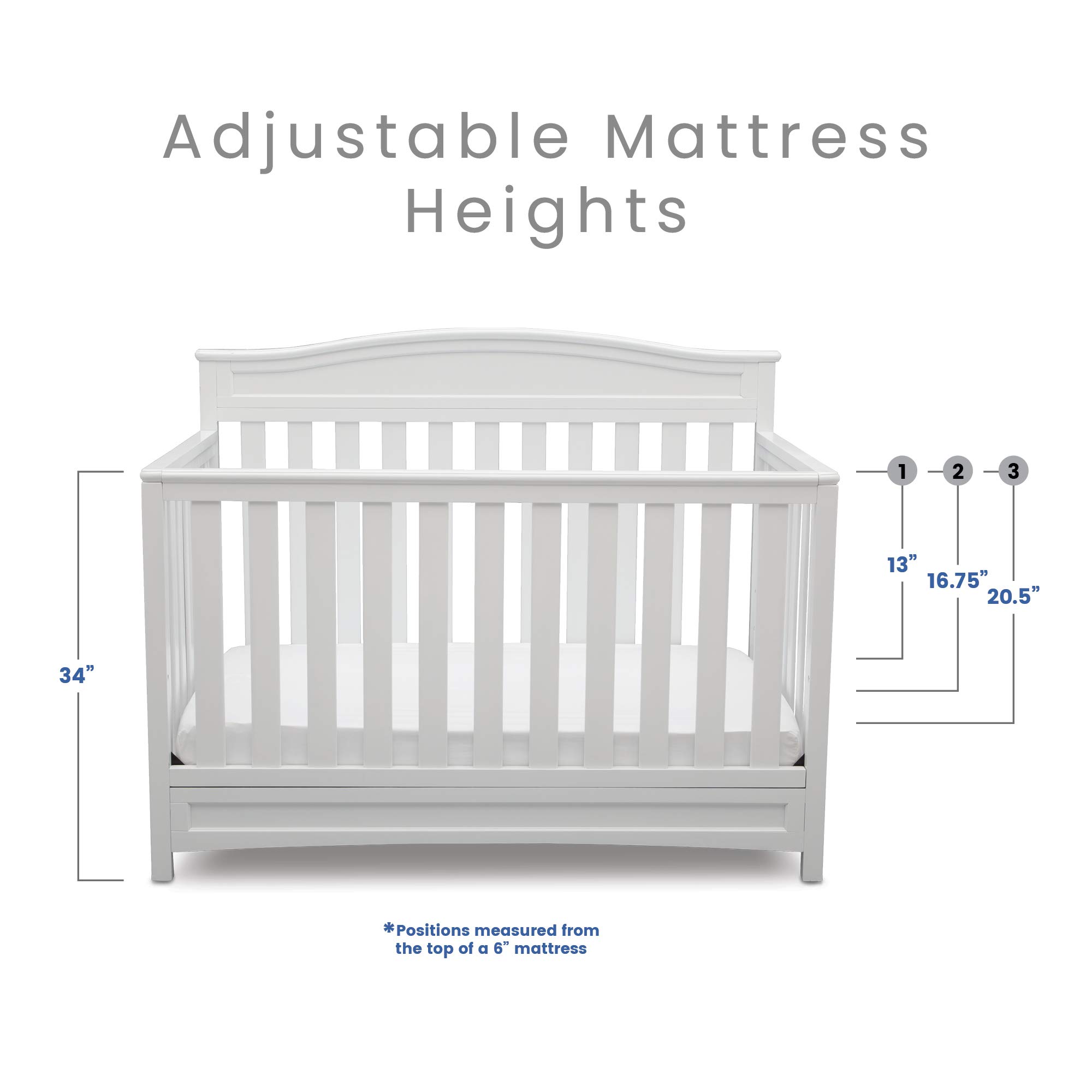 Delta Children Emery 4-in-1 Convertible Crib in White with Serta Perfect Slumber Dual-Sided Eco-Friendly Crib Mattress - Nursery Furniture Set for Baby & Toddler | Safe Sleep Solution for Newborns to Big Kids