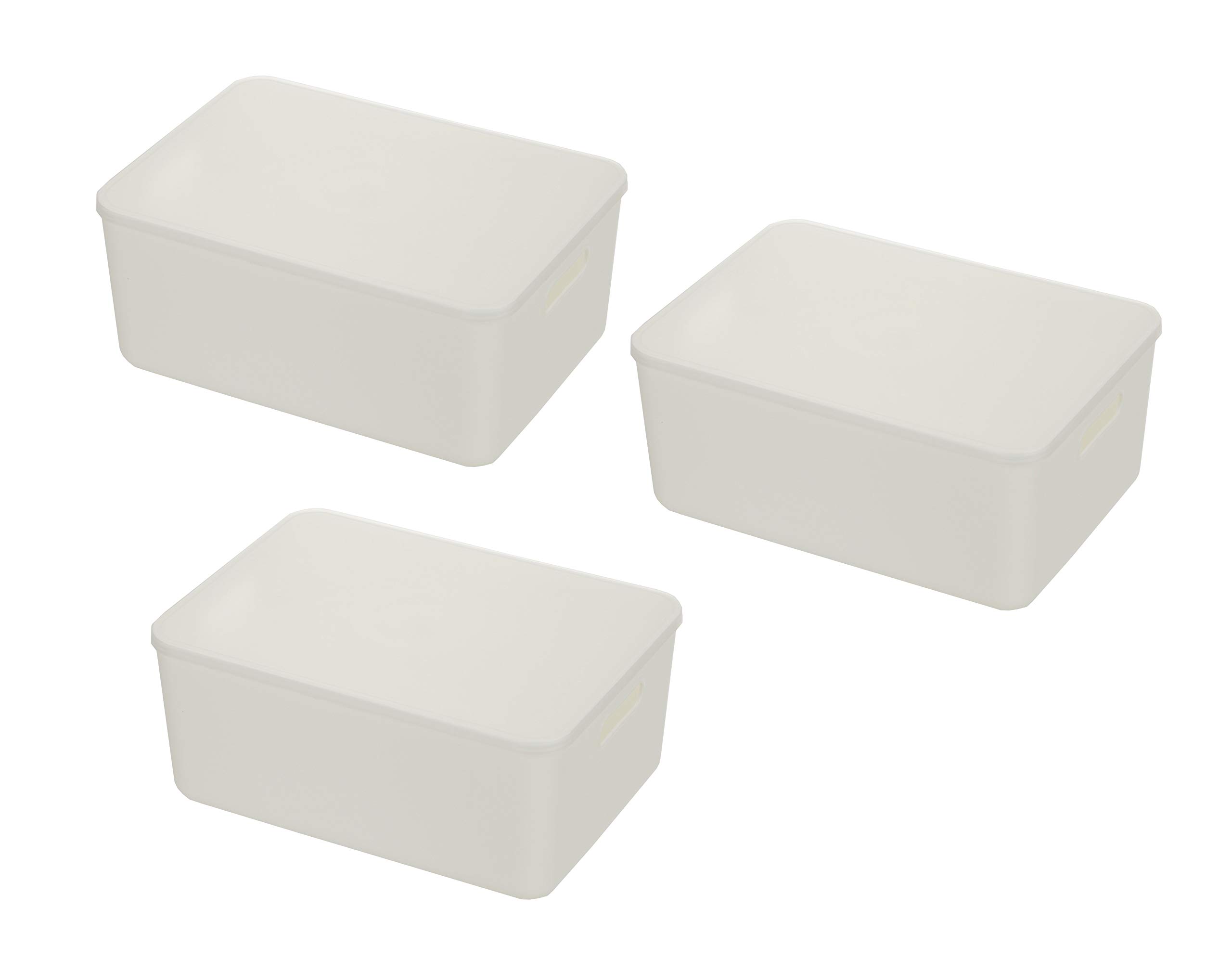 YBM HOME Stackable Plastic Storage Bin with Lid - Multipurpose Organizer for Classroom, Office, Playroom & Home (White, 2148-3) | Perfect for Drawers, Desktops, Shelves & Closet Organization