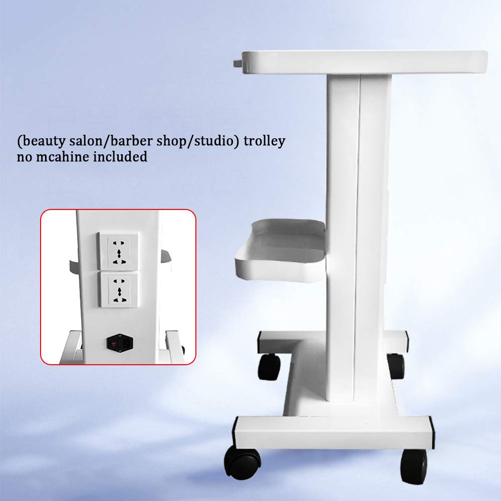 TFCFL Beauty SPA Salon Rolling Trolley Cart - Alloy Pedestal Stand with 4 Wheels & Power Socket - Professional Hair Stylist Equipment Storage for Salon, Spa & Home Use (White)