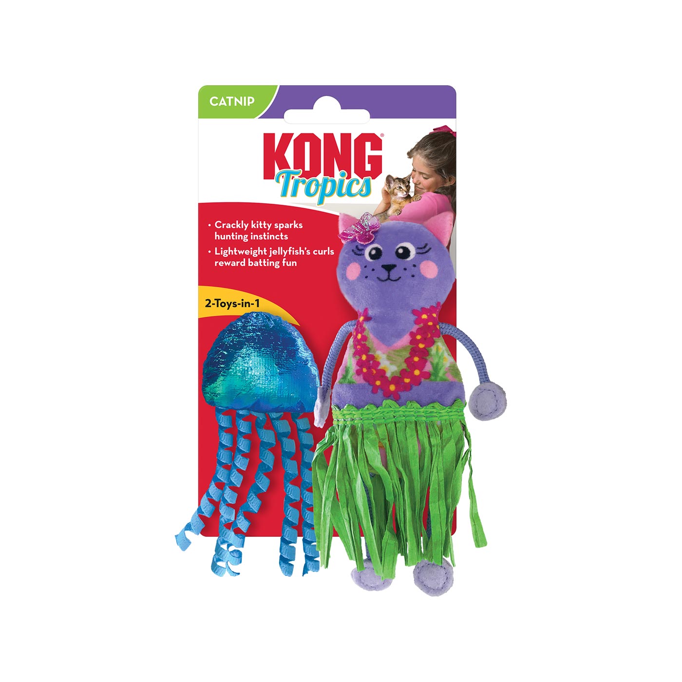 KONG Cat Tropics Hula Cat Toys - 2 Pack Durable Interactive Catnip Toys for Indoor Cats - Perfect for Playtime, Exercise & Stress Relief