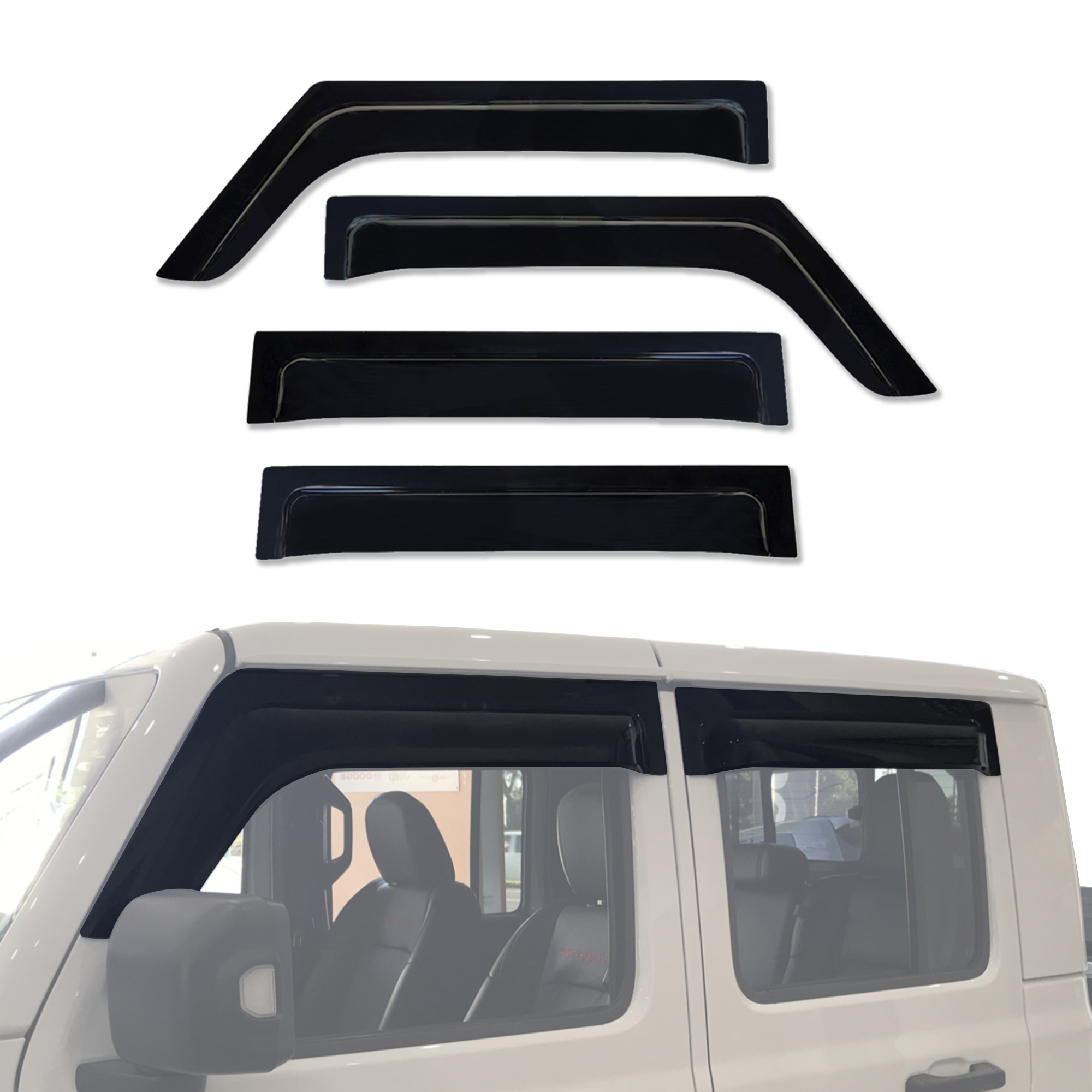 Weather Shields for Jeep Gladiator Dual Cab 2020-2024 | Wide Type Rain Guards | UV Protection & Noise Reduction | Perfect for Off-Roading & All-Weather Driving