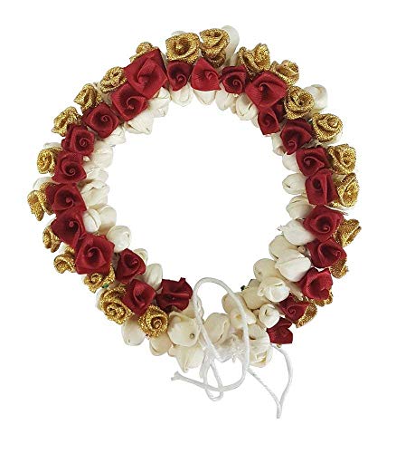 Prime Bridal & Women's Floral Gajra Hair Accessory - 25g Mehroon Red for Weddings & Special Occasions | Pack of 1