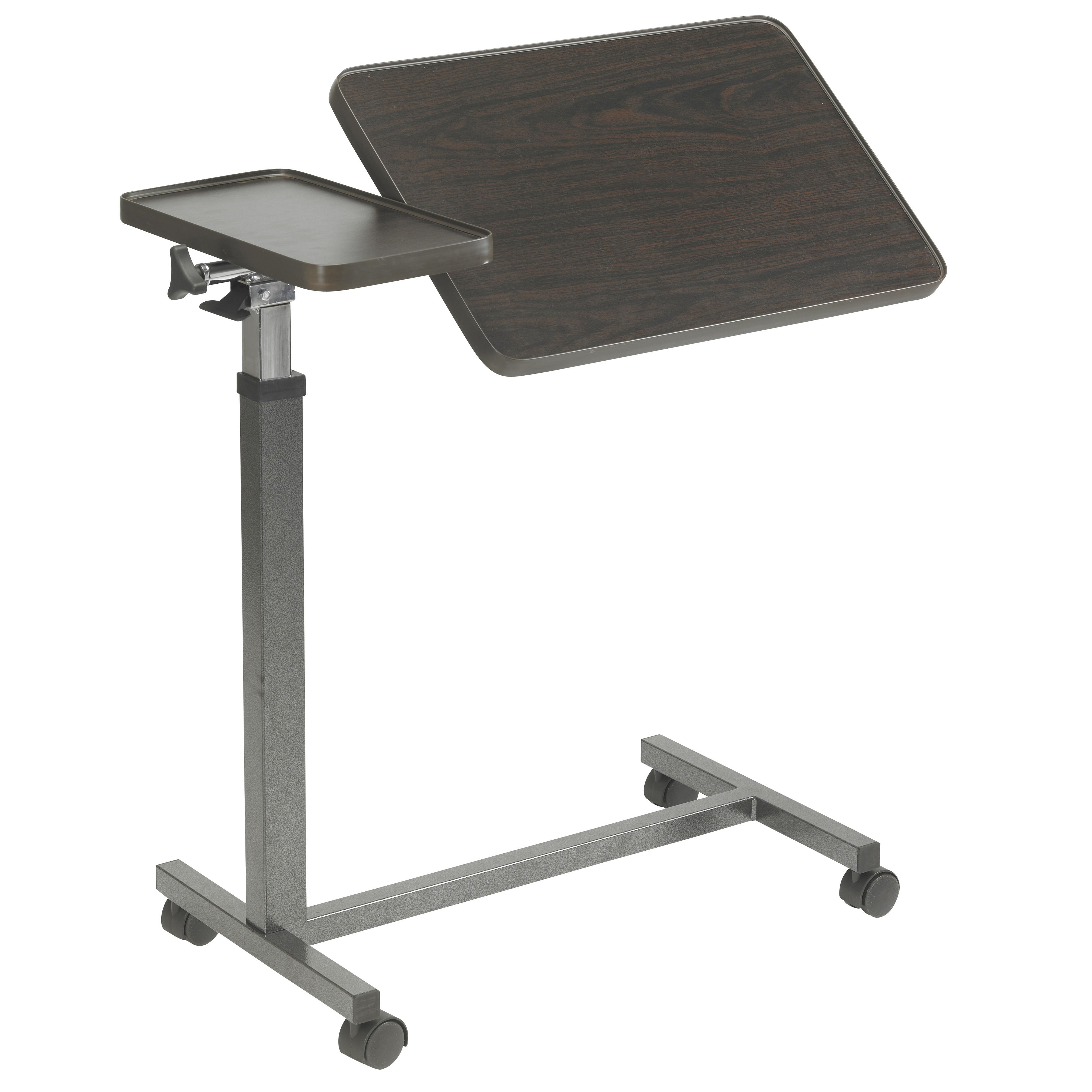 Adjustable Overbed Table with Tilt Top & Removable Tray - Multi-Purpose Hospital Bed Table for Eating, Working, Reading in Bed - Ideal for Patients, Elderly & Home Care Use