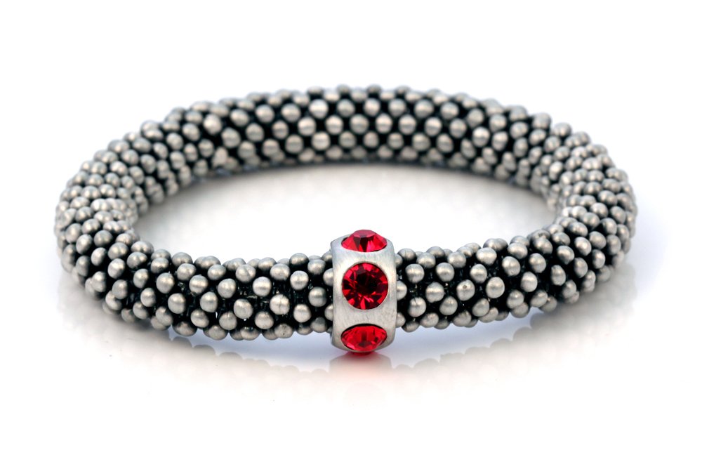 Elegant Cassiopeia Flexible Bracelet with Sparkling Red Crystals - Adjustable 7 Inch Fashion Jewelry for Women | Perfect for Parties, Weddings & Date Nights