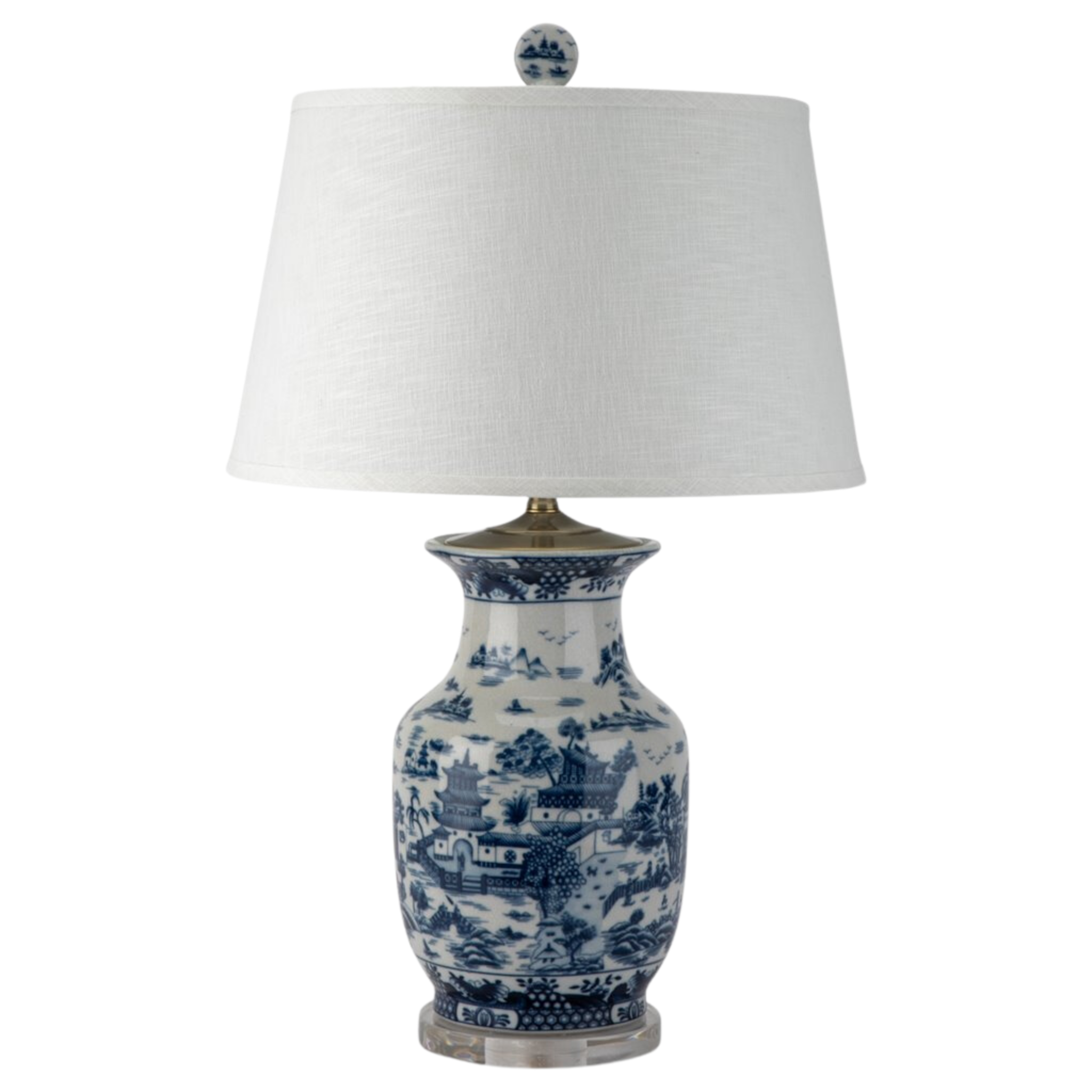 Blue Willow Porcelain Vase Lamp - Antique Style Decorative Table Lamp with Hand-Painted Blue Willow Pattern - Perfect for Living Room, Bedroom, or Office Décor