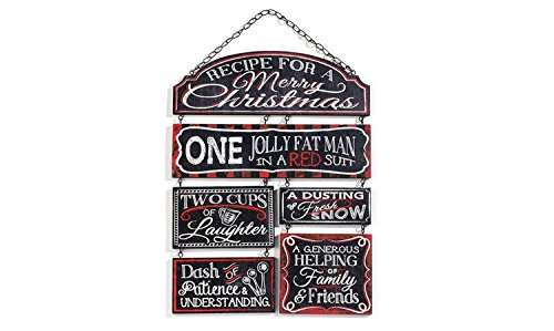 Giftcraft Chalk Talk Wall Plaque - Recipe for A Merry Christmas - Rustic Holiday Home Decor for Kitchen, Dining Room & Christmas Party Decoration