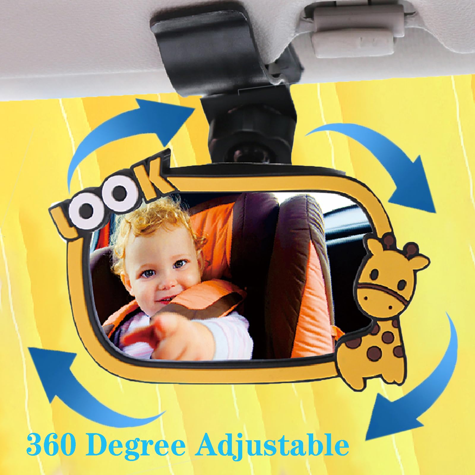 Yuentoen Shatterproof Baby Car Mirror - 360° Adjustable for Rear Facing Seats & Safe Travel