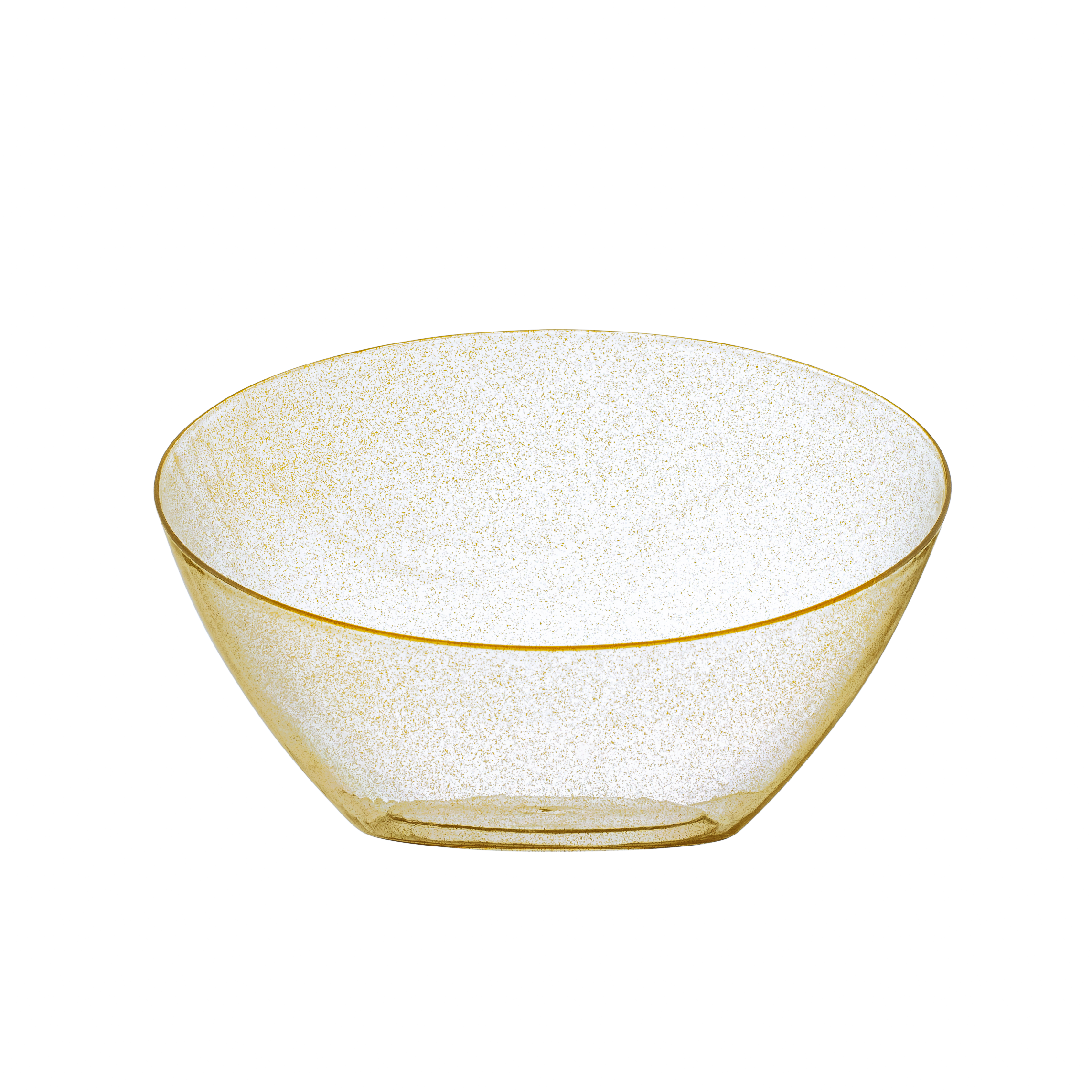 Clear & Gold Glitter Angled Plastic Serving Bowls - 5 Pack Set for Party, Wedding, Dessert & Candy Display - Dishwasher Safe Reusable Bowls