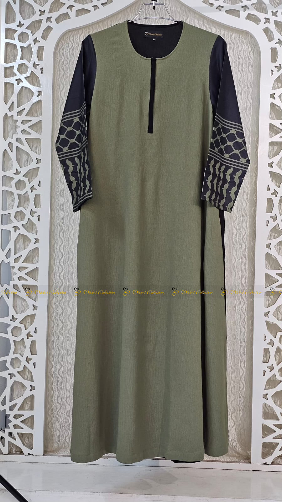 Falasteen Olive Abaya Dress - Modest Islamic Prayer Dress for Women | Perfect for Prayer, Mosque, and Special Occasions
