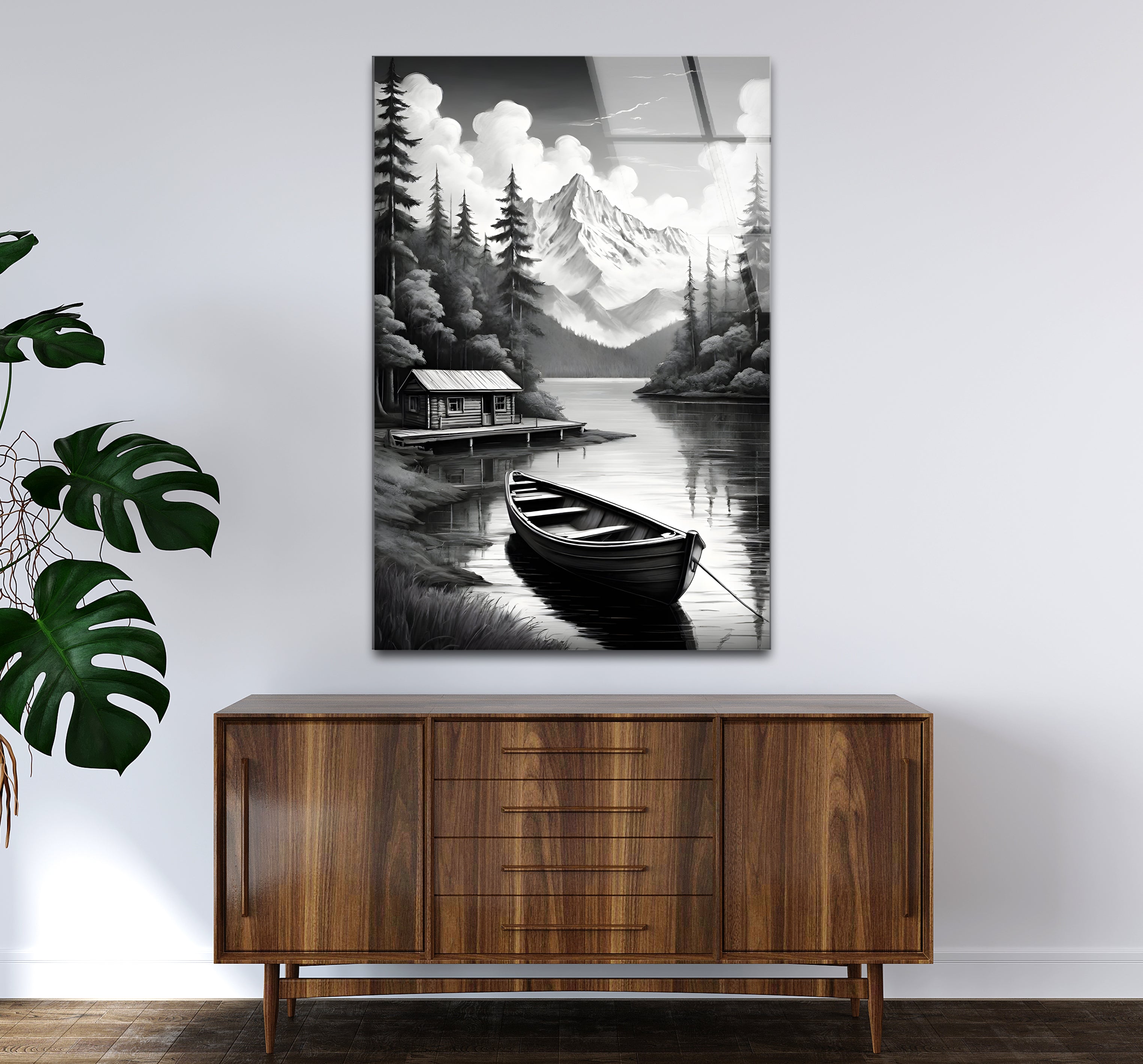 Stunning Black & White Nature Landscape Glass Wall Art - Elegant Home & Office Decor for Living Room, Bedroom, or Office Space