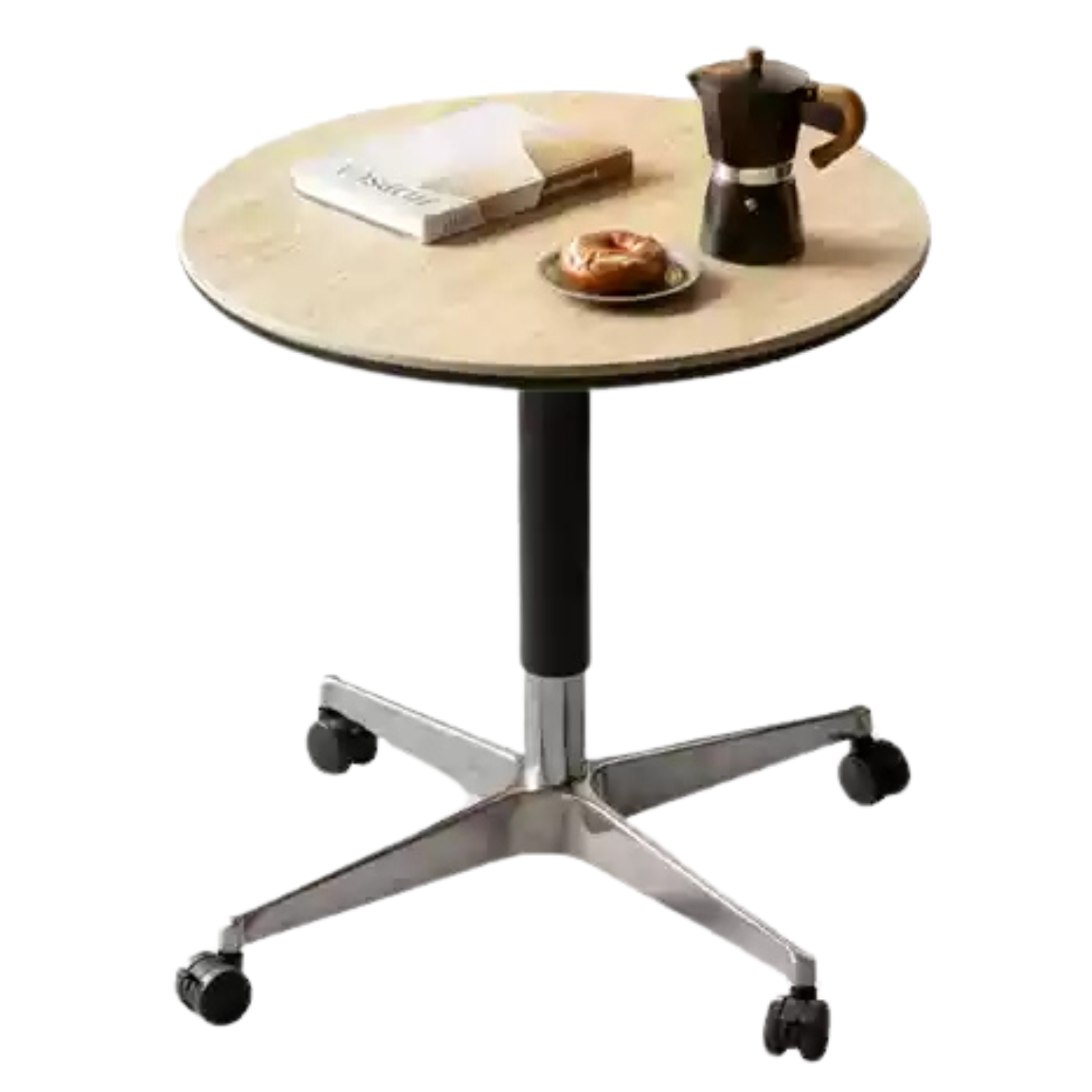 27.5x27.5.x22.4-32.6 inch / 70x70x57-83cm / Smoky color / rock slab round table (black and silver metal legs)
