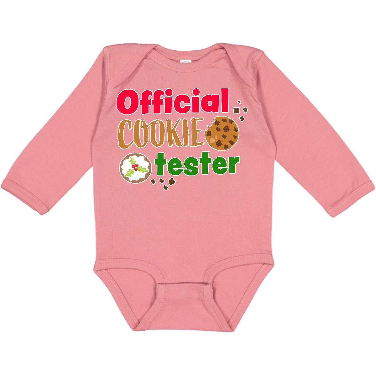 Inktastic Official Cookie Tester Christmas Cookies Long Sleeve Baby Bodysuit - Fun Holiday Outfit for Infants & Toddlers, Christmas Party & Family Photo Outfit