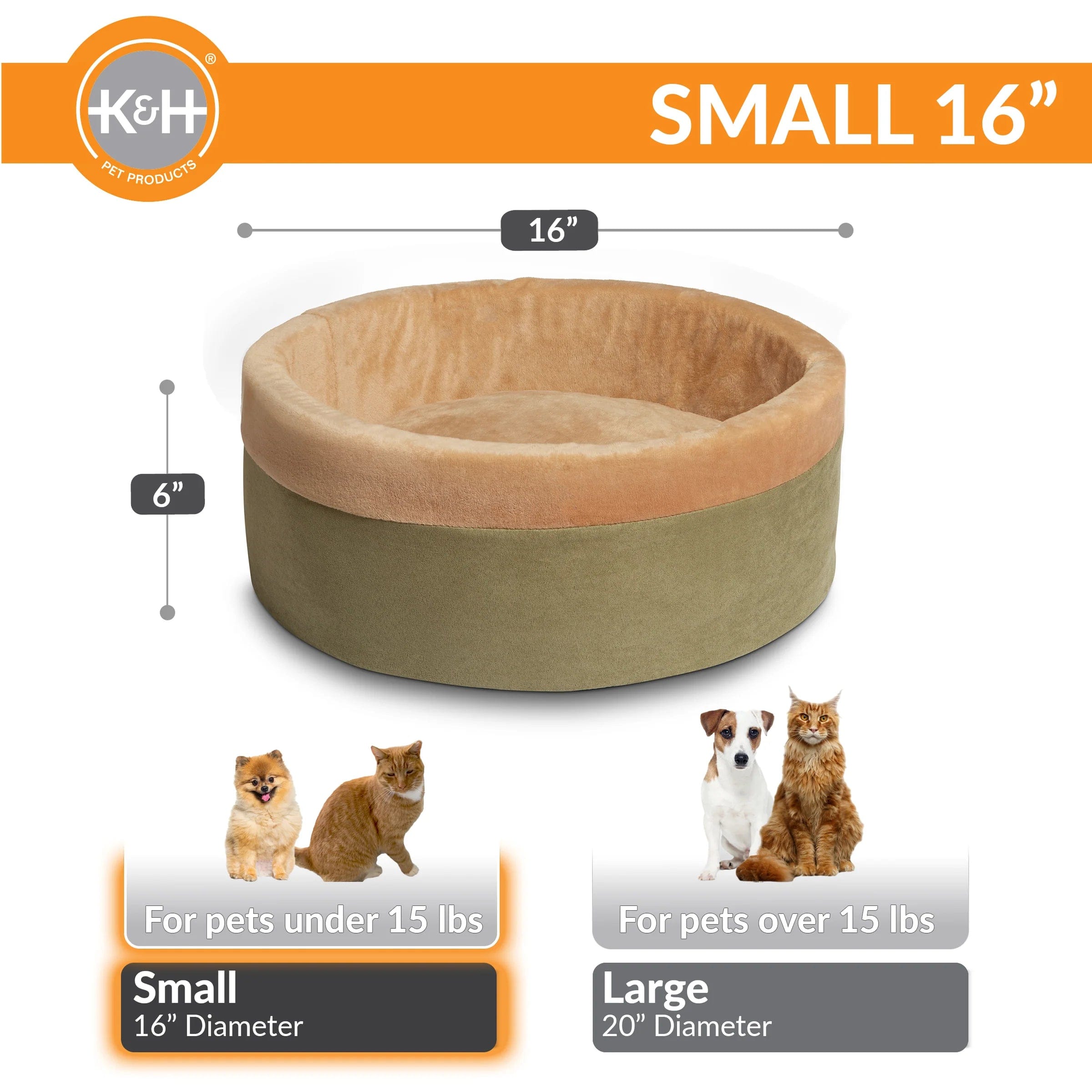 K&H Thermo Kitty Heated Cat Bed - Self-Warming Pet Bed for Indoor Cats, Soft Plush Fleece, 2 Sizes (Small & Large) - Perfect for Winter & Cold Weather Comfort