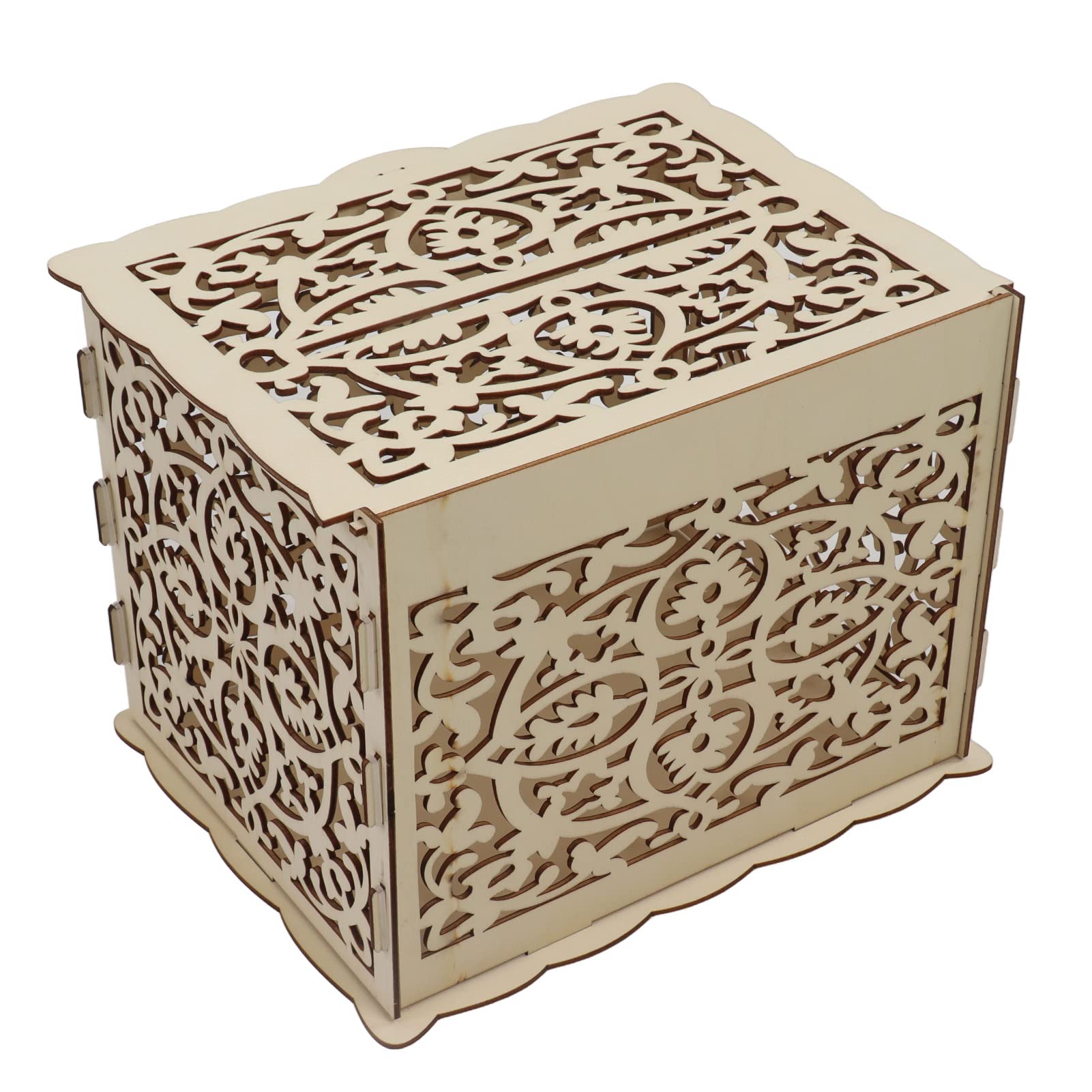 SOFW Hollow DIY Wooden Wedding Box - Customizable Paint, Sturdy Boxwood, Easy Assembly with Lock & Keys - Perfect for Wedding Favors, Party Decorations & Gift Donations