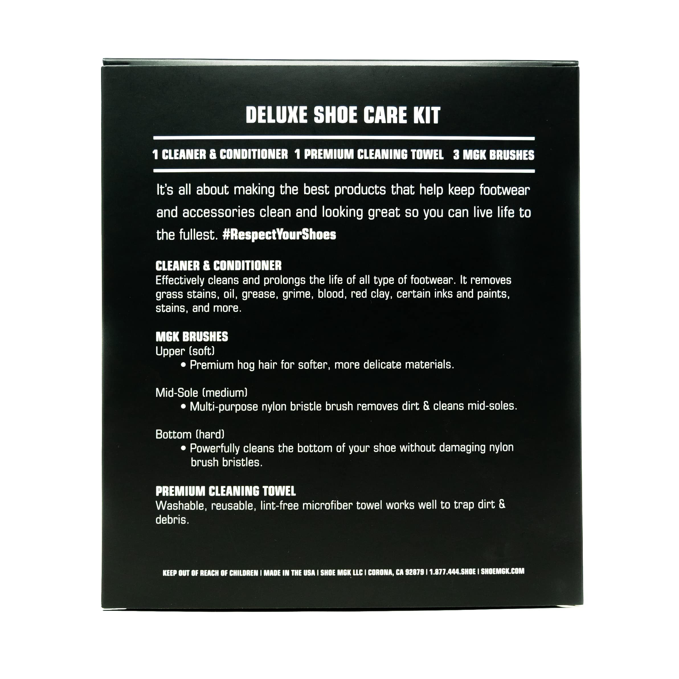 Premium MGK Deluxe Shoe Brush Kit - XL Cleaning & Conditioning Set for Leather, Suede & Sneakers | Perfect for Shoe Care, Polishing & Restoration | Home, Office & Travel Use