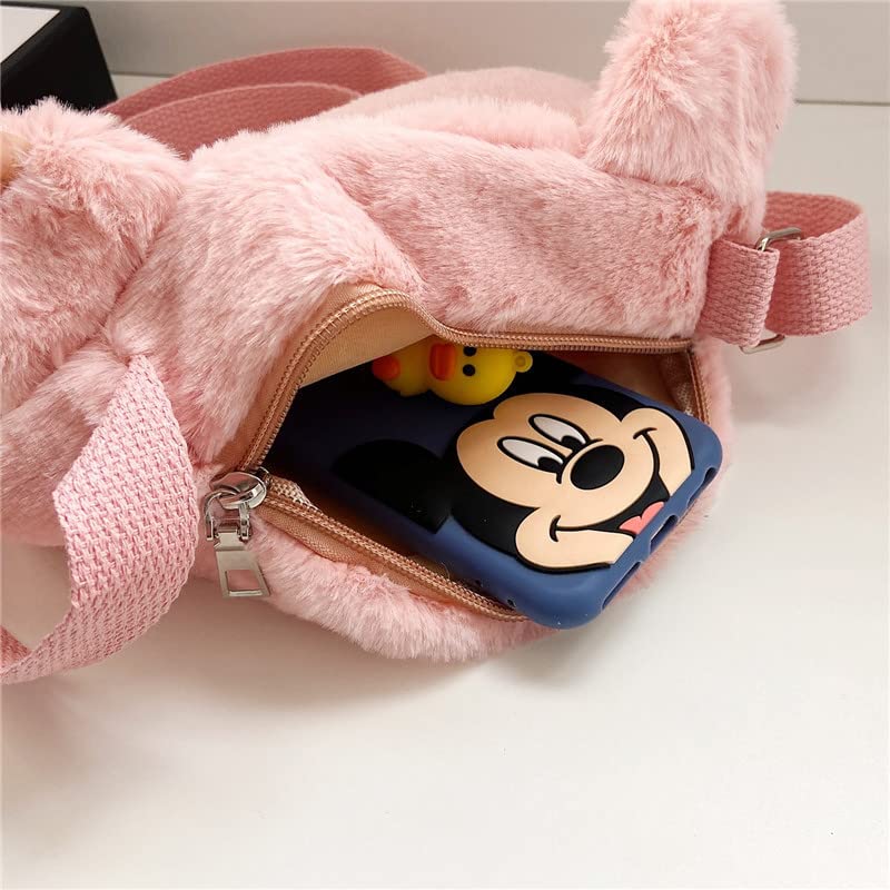 Adorable Pink Fluffy Cat Crossbody Bag for Women - Small Plush Shoulder Purse, Kawaii Animal Messenger Satchel - Perfect for Casual Outings, Shopping & Travel