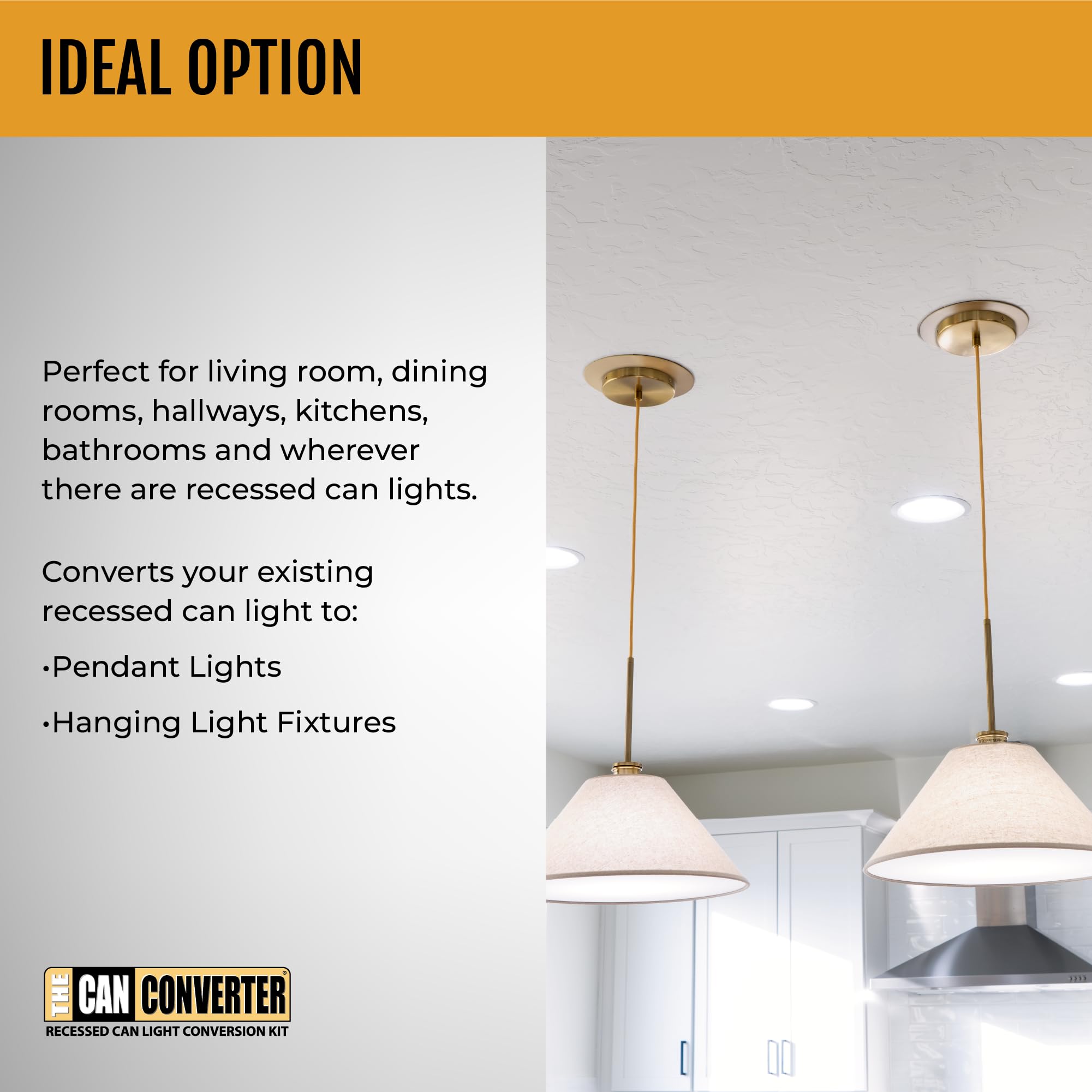 R1 Recessed Can Light Conversion Kit - Ceiling Light Fixture Adapter for Recessed Lighting, Pendant & Hanging Lights - Oil Rubbed Bronze with 8¼
