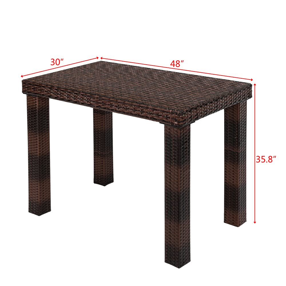 VINGLI Outdoor Wicker Bar Table - Weather-Resistant Rattan Patio Dining Table for Backyard, Poolside, Garden - Perfect for Outdoor Entertaining & Relaxation