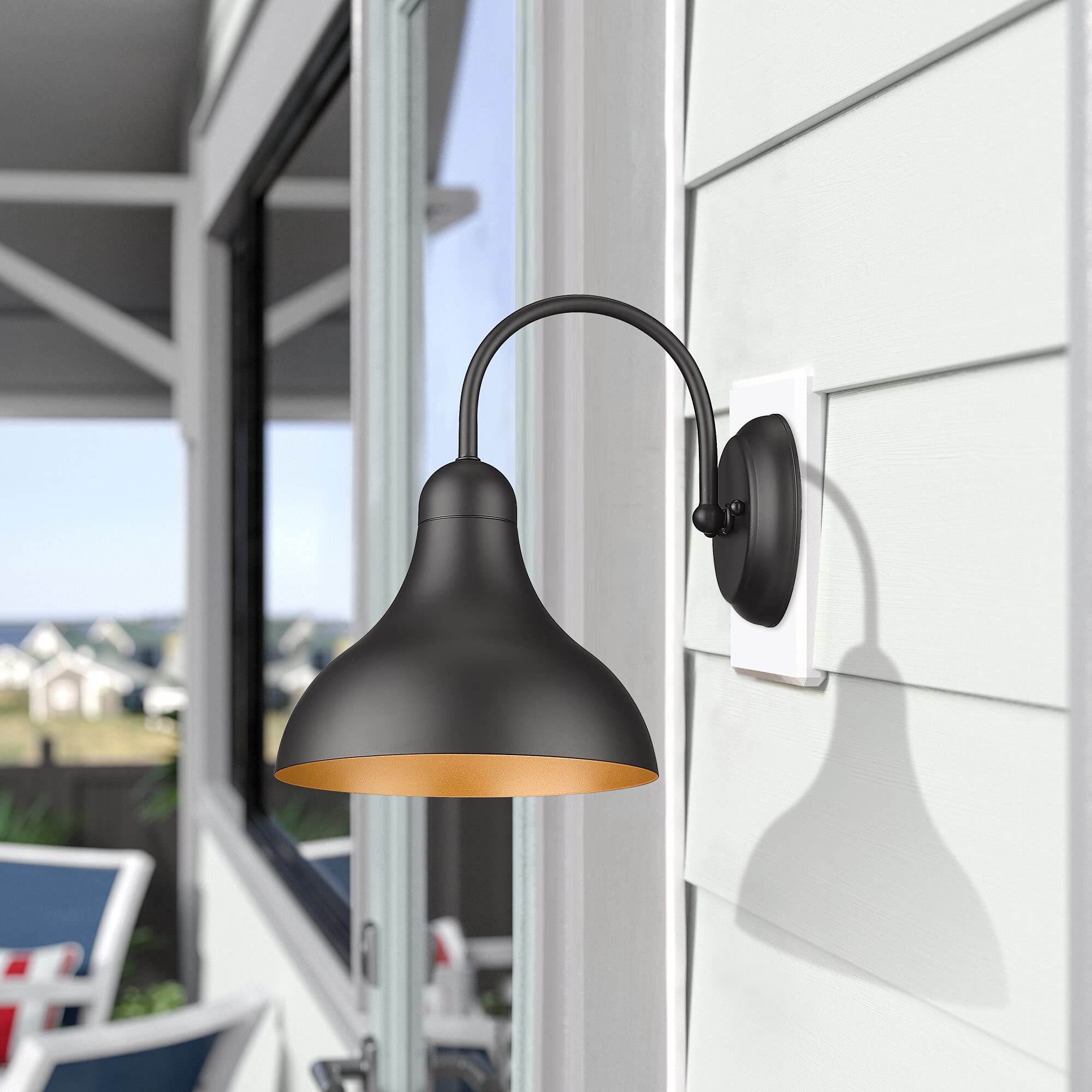 Black Industrial Barn Lights - 4 Pack Outdoor Wall Sconces for Farmhouse & Exterior Lighting (11.79