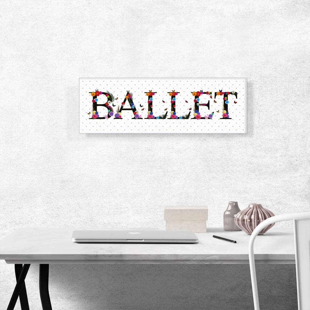 ARTCANVAS Ballet Wall Art for Girls Room - 36x12 Inch Stretched Canvas Painting, Framed Ballet Dancer Poster, Giclee Print Home Decor - Perfect for Bedroom, Nursery & Dance Studio Decorations
