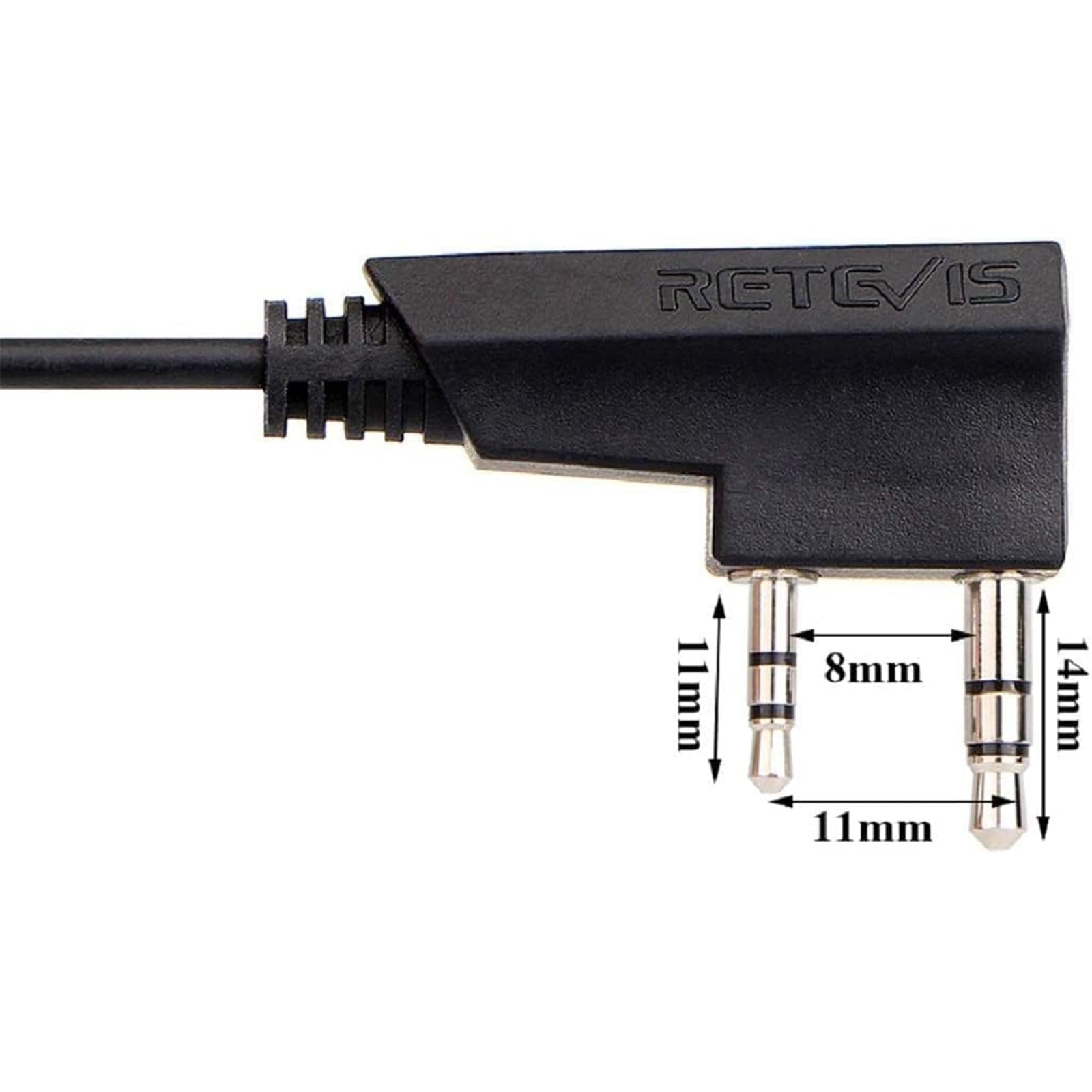 Retevis 2 Pin to 3.5mm Walkie Talkie Headset Adapter - Compatible with RT21 RT22 RT27 RT7 H-777 H777S RT18 RT19 RT22S (1 Pack) - Perfect for Security, Construction & Outdoor Communication