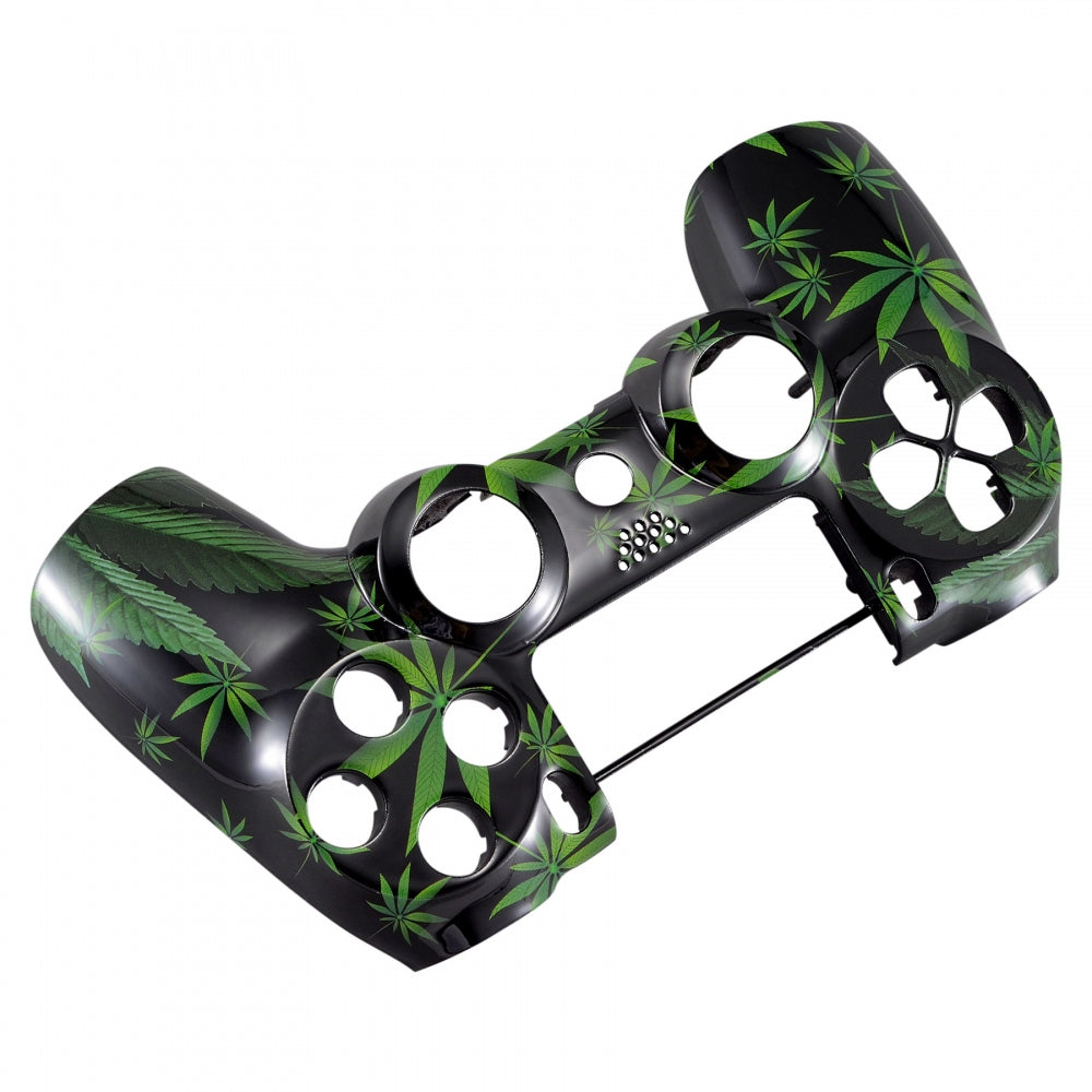 eXtremeRate Green Weeds Leaves Front Housing Shell Faceplate Replacement for PS4 Slim & PS4 Pro Controller (CUH-ZCT2/JDM-040/JDM-050/JDM-055) - Custom Gaming Skin for Enhanced Aesthetics & Grip - Perfect for Gaming Enthusiasts & Streamers