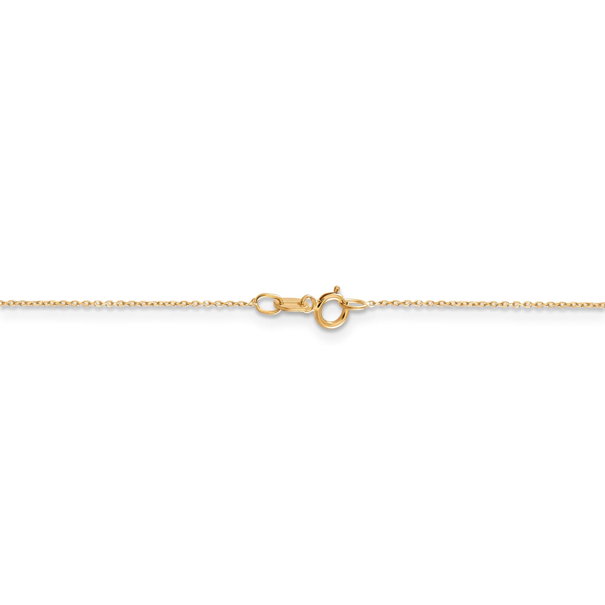 14k Yellow Gold 0.6mm Solid Diamond-Cut Cable Chain Necklace - 14 Inch Length - Dainty Layering Jewelry for Everyday Wear & Special Occasions