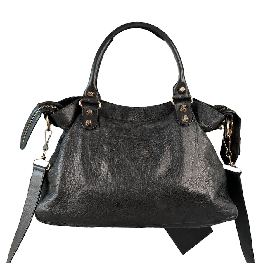 BALENCIAGA FIRST Motorcycle Bag - Genuine Leather Crossbody Shoulder Bag for Women, Black Luxury Handbag | Perfect for Night Out, Travel & Fashion Accessories