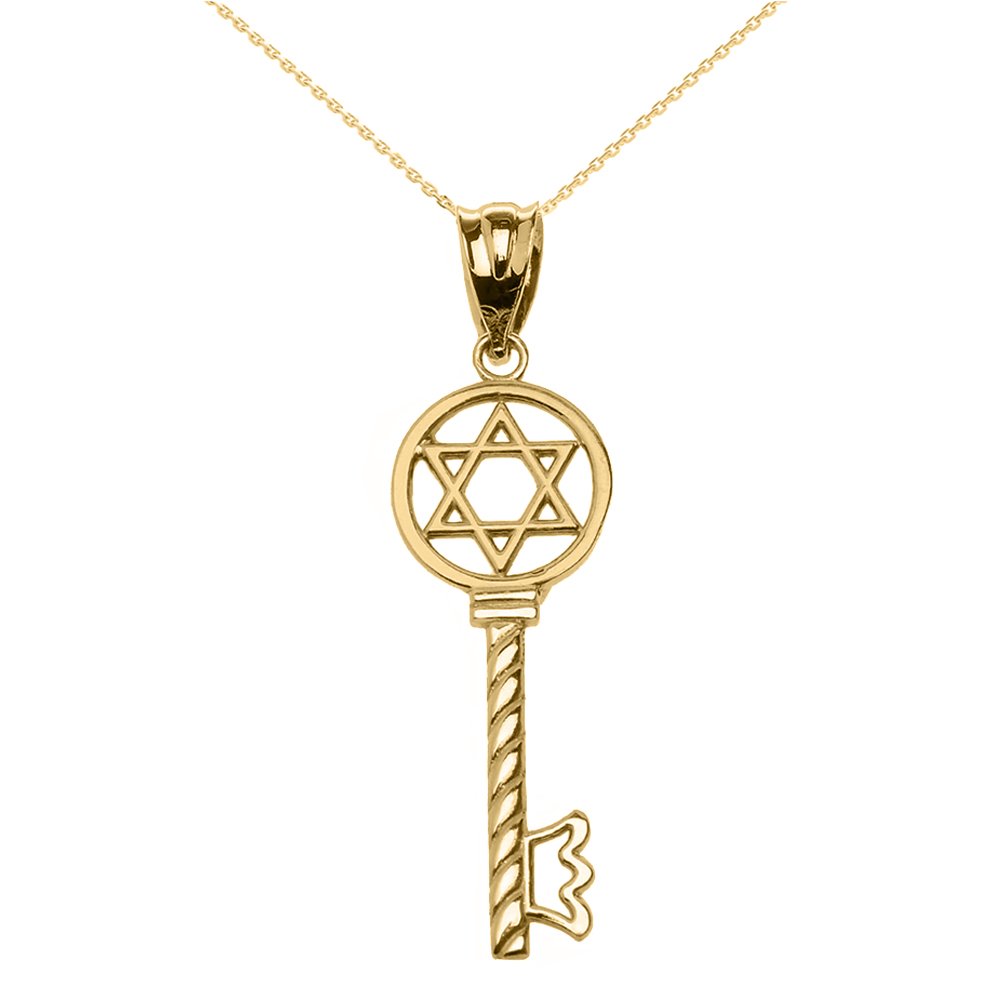 14K Yellow Gold Star of David Pendant Necklace for Women - Jewish Religious Jewelry Gift for Hanukkah, Bar Mitzvah & Everyday Wear