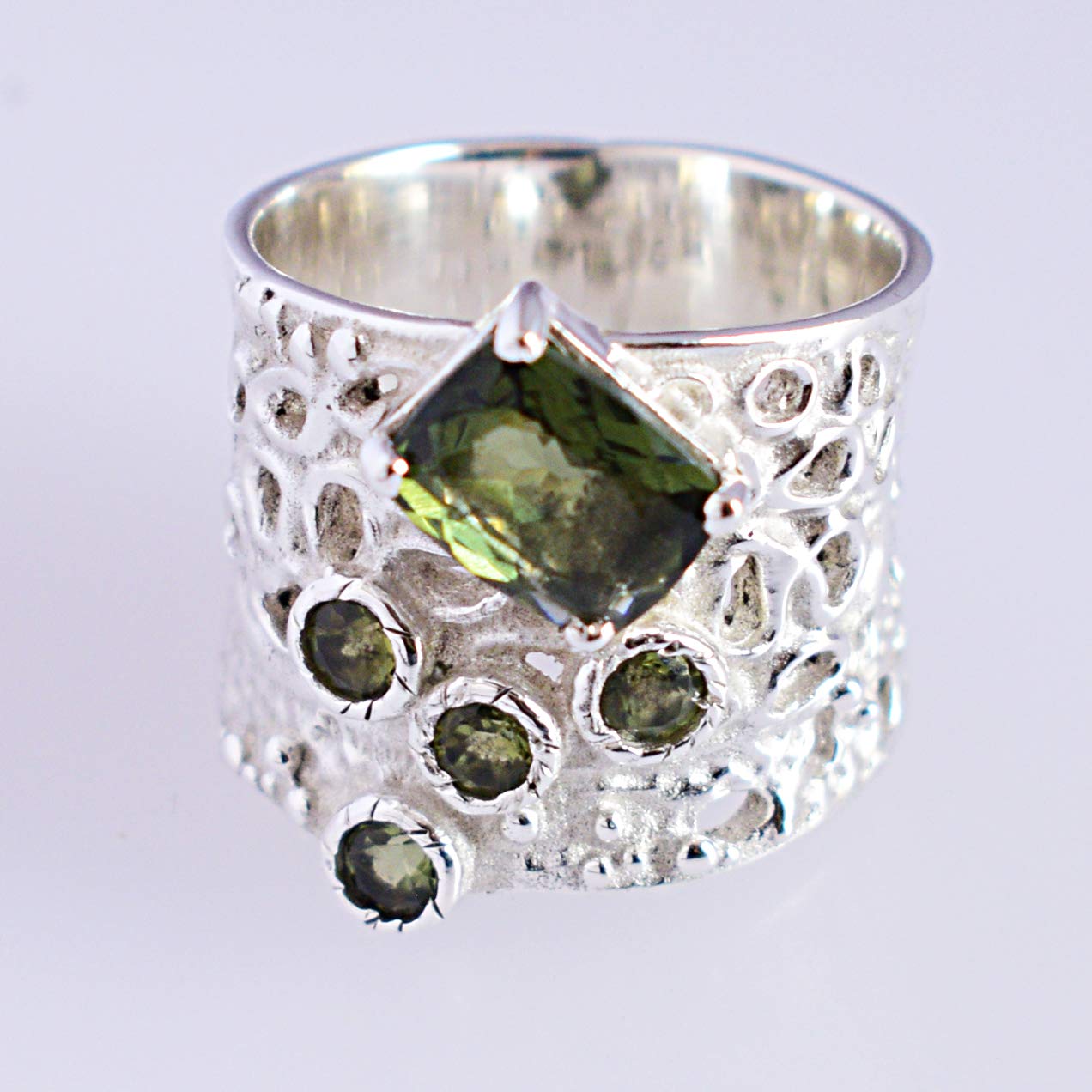 Natural Moldavite Gemstone 925 Sterling Silver Ring - Handmade Bohemian Jewelry for Women - Perfect Birthday Gift, Spiritual Healing & Fashion Statement