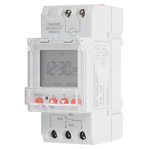 Programmable Digital Timer Switch with LCD Backlight - DIN Rail Mount for Lamps, Lighting, Production & TV Equipment | Perfect for Home Automation, Industrial Control & Energy Saving