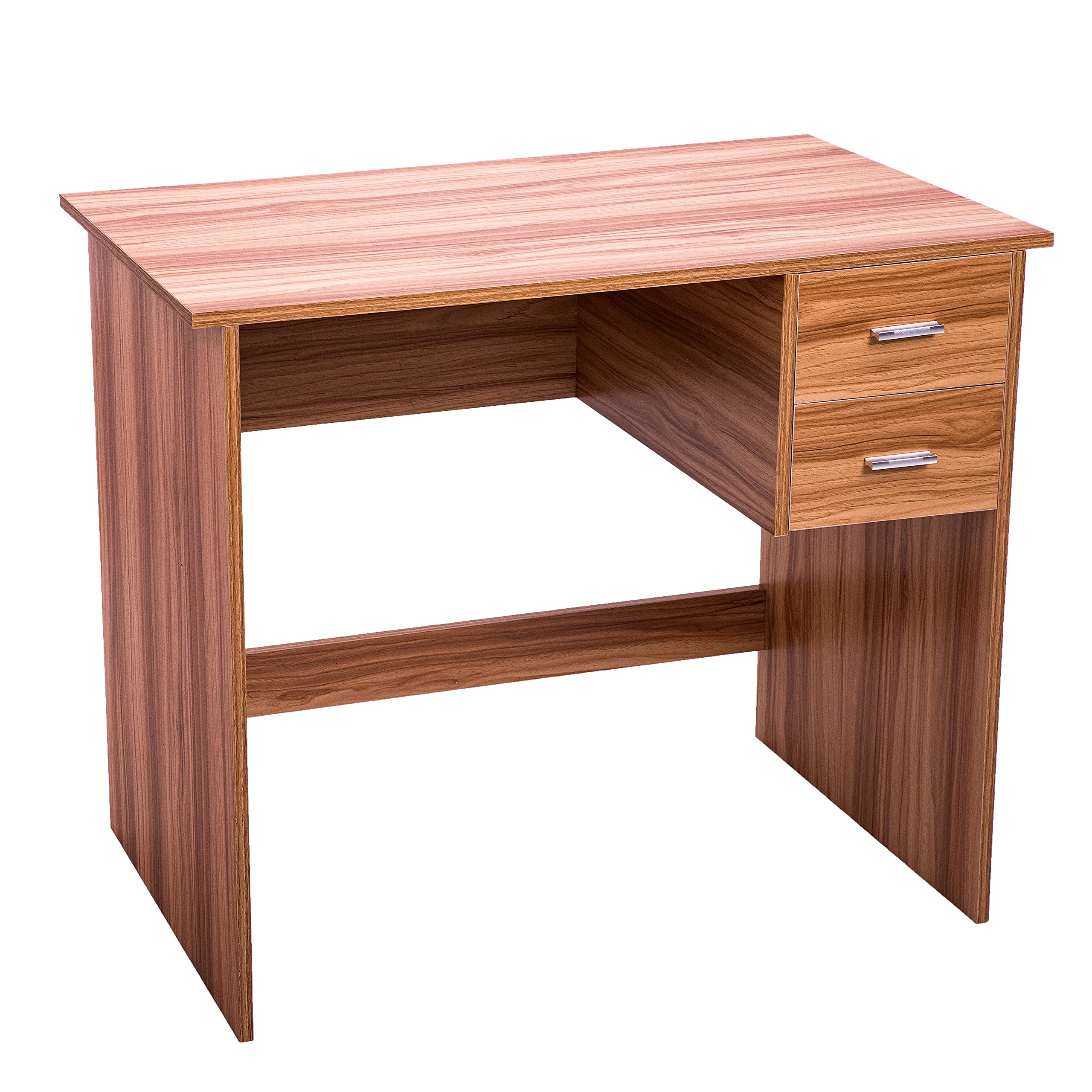 Solid Oak Wooden Computer Desk with 2 Pull-Out Storage Drawers | Home Office Furniture for Small Spaces | Perfect for Remote Work & Study