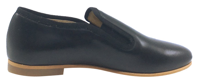 Luccini Girls Slip-On Smoking Loafers - Black Leather Shoes for School, Casual & Dressy Outfits
