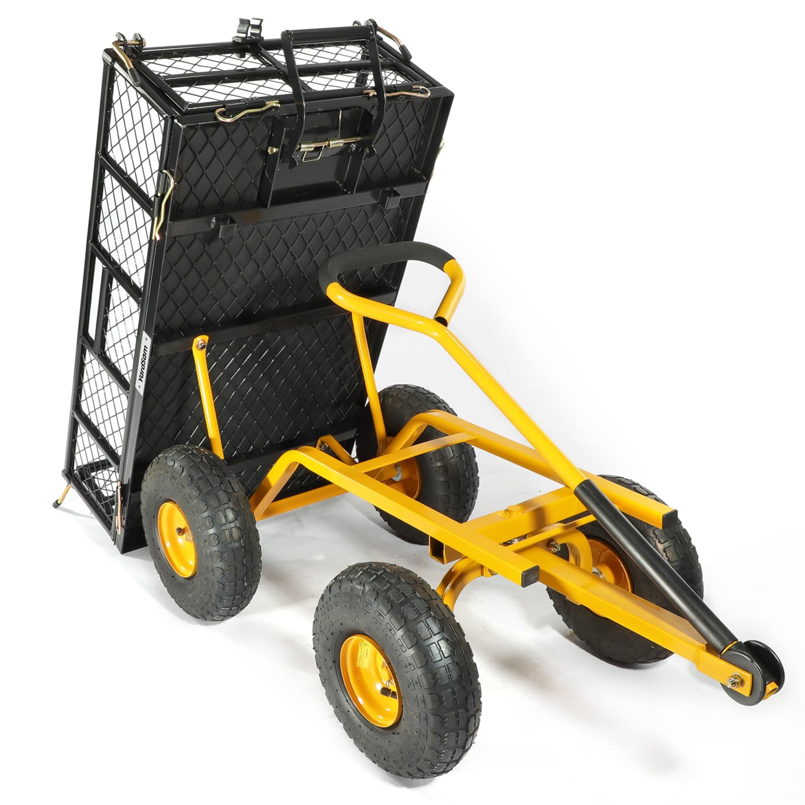 Heavy Duty Steel Dump Garden Cart - 400Lbs Capacity Utility Wagon with Removable Sides & 10