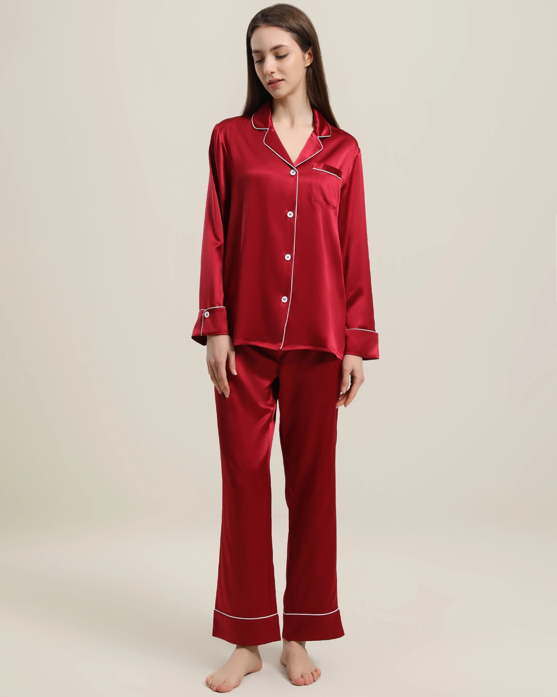 22 Momme Classic Silk Pajamas Set for Women - Luxurious 100% Mulberry Silk Sleepwear - Soft & Breathable Nightwear for Comfortable Sleep & Relaxation at Home