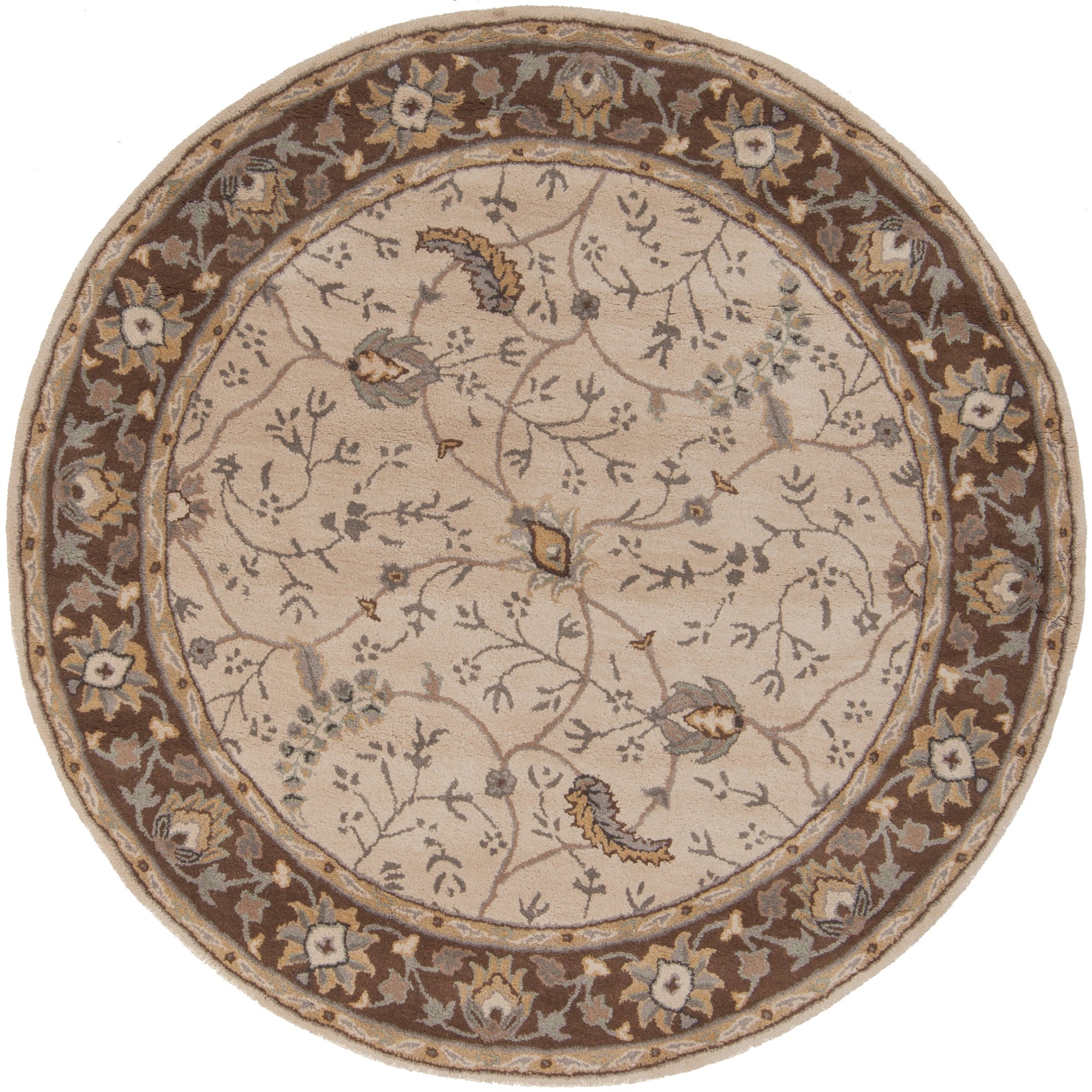 Premium Surya Caesar CAE-1082 Hand-Tufted 100% Wool Round Area Rug 4' Diameter in Cumin Color - Perfect for Living Room, Bedroom, or Dining Room Decor
