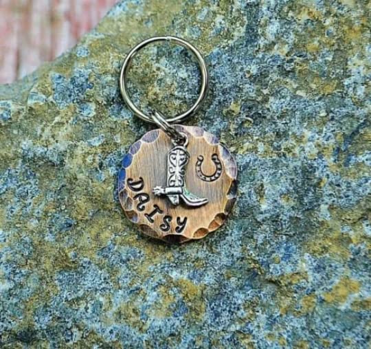 Personalized Cowboy Pet ID Tag - Western Style Dog & Cat Tag with Hand Stamped Design (1 Inch) - Perfect for Pets, Ranch Animals & Western-Themed Accessories