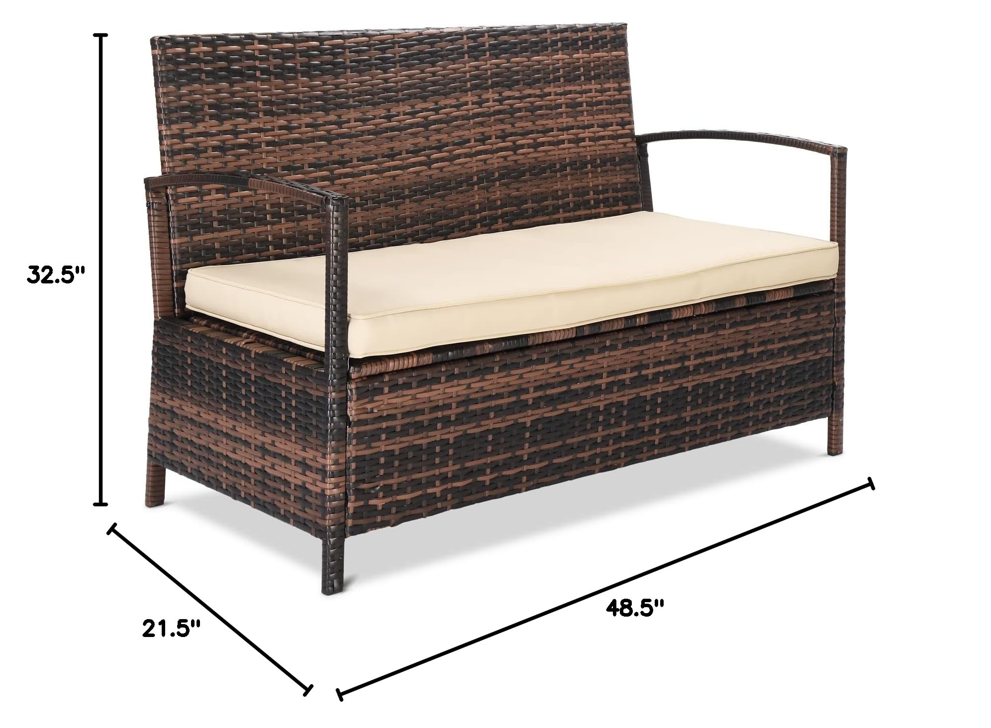 VINGLI 40 Gallon Outdoor Storage Bench - Large Capacity Wicker Deck Box with Cushion, Patio Furniture for Porch, Yard, Garden & Lawn | Weather-Resistant Rattan Design for Outdoor Seating & Organization