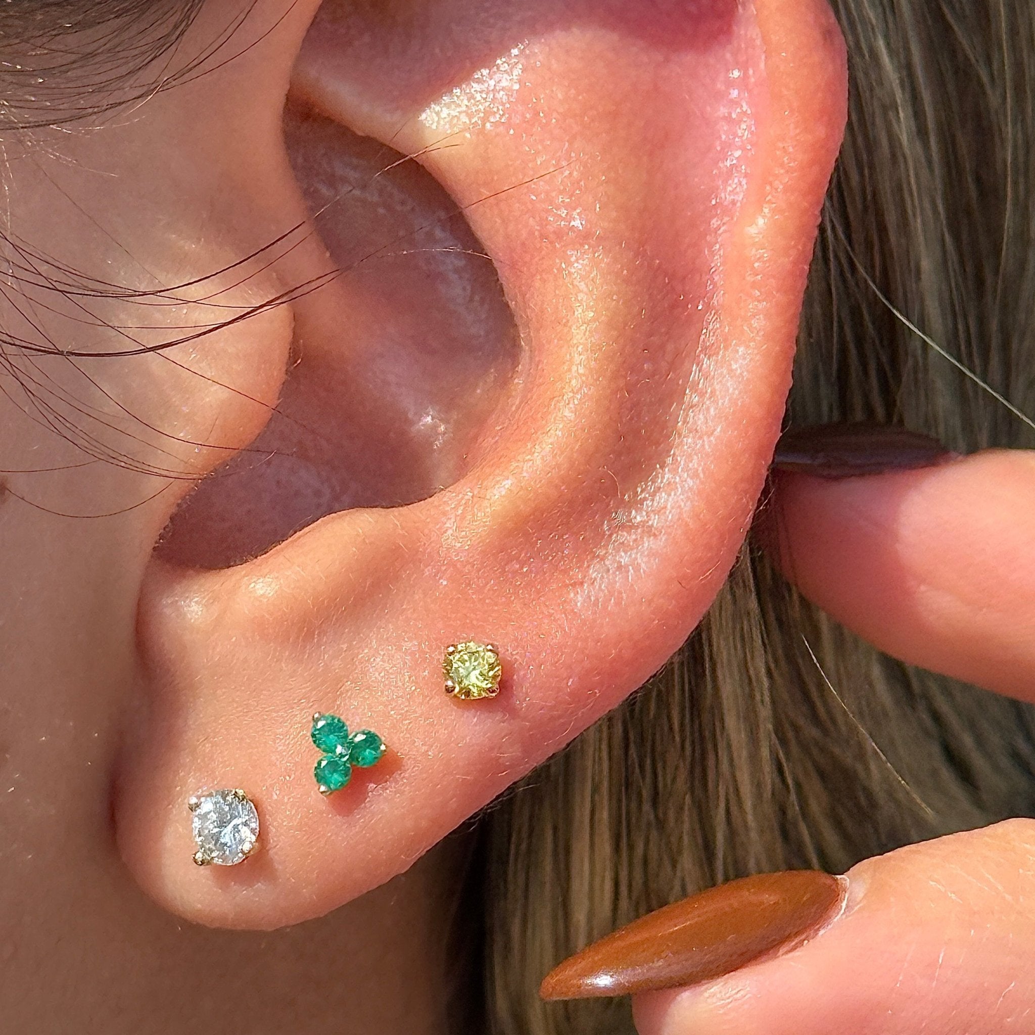14K Rose Gold Diamond Flat Back Threaded Stud Earrings for Women - Perfect for Everyday Wear, Parties & Special Occasions