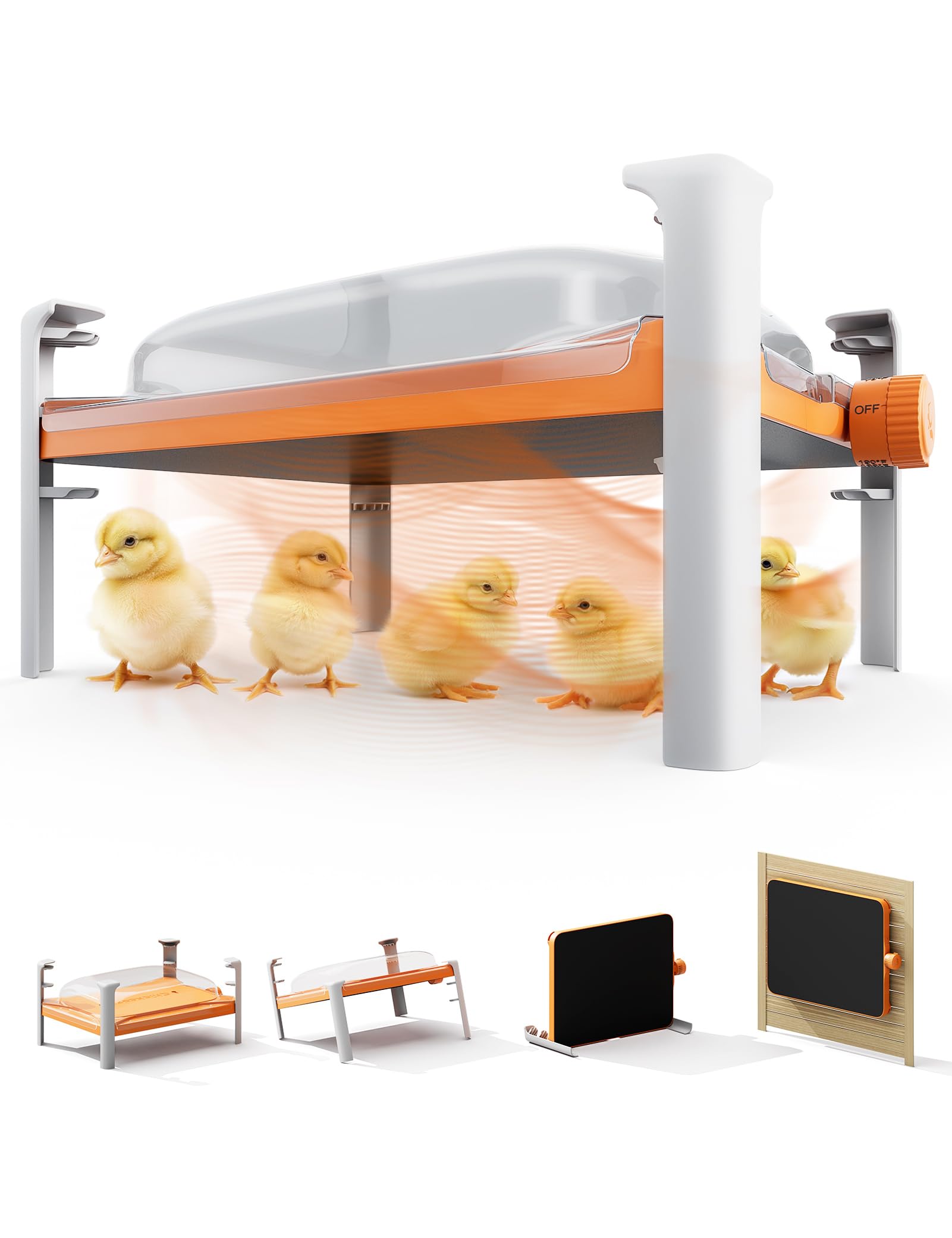 200W Smart Chicken Coop Heater with Built-in Temperature Sensor - Adjustable Brooder Heating Plate for 25 Chicks - UL Certified Poultry Heater Compatible with Timers & Thermostats - Perfect for Winter Chicken Care, Egg Hatching & Poultry Farming