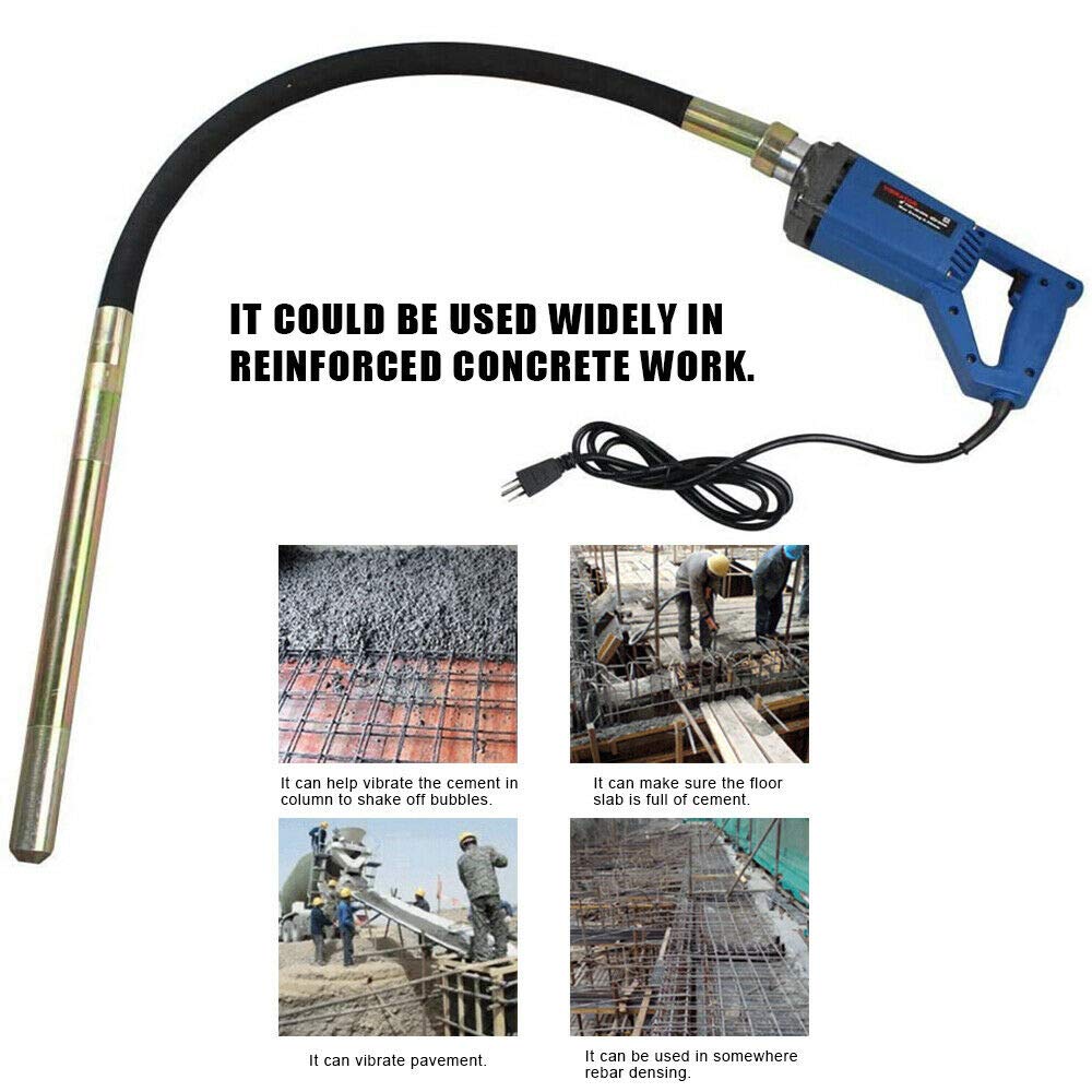 800W 110V Electric Handheld Concrete Vibrator - Portable Power Tool for Construction, Removing Air Bubbles in Concrete - Perfect for DIY Projects, Foundation Work, and Professional Construction Sites